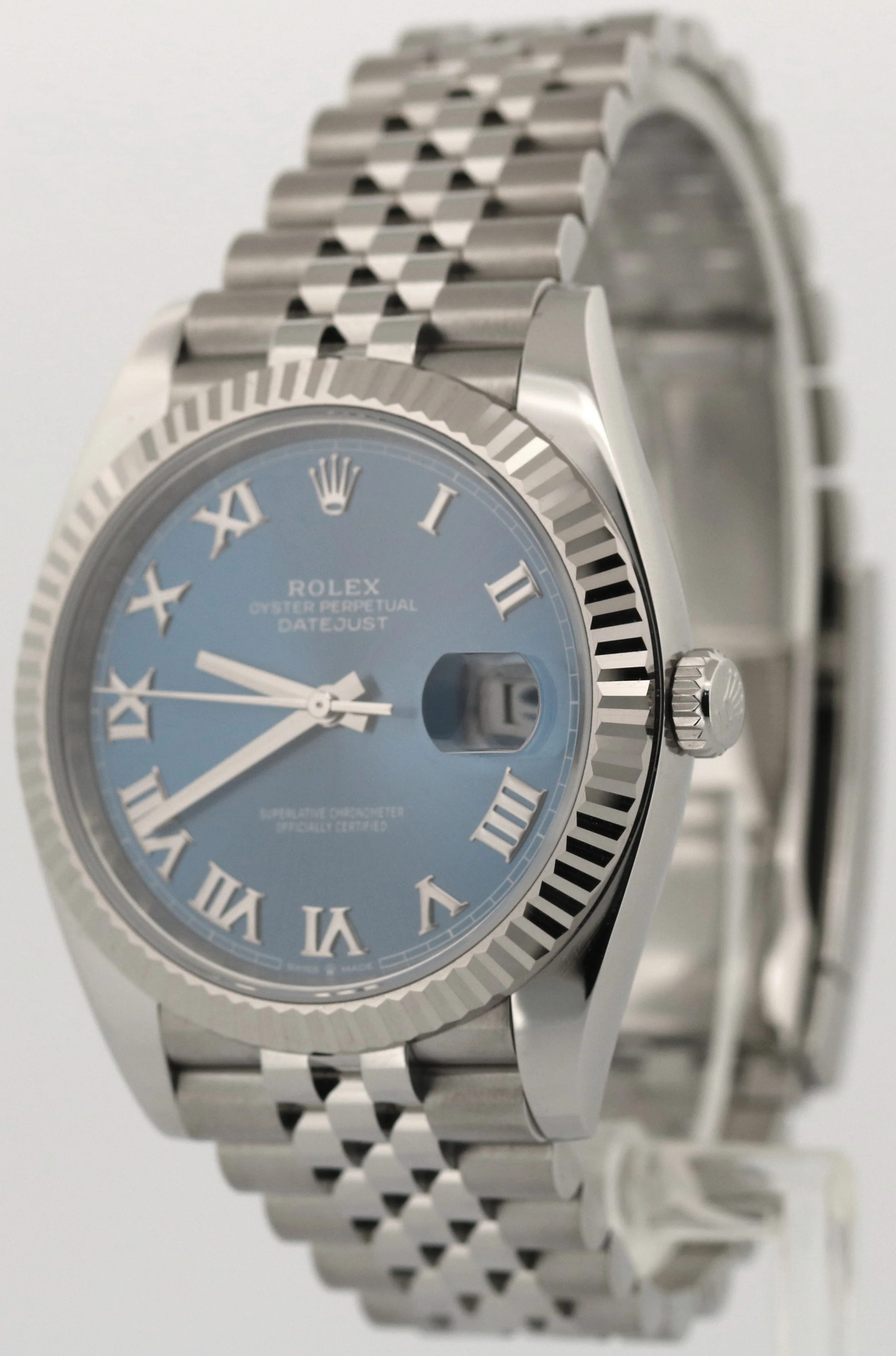 Rolex DateJust 41 AZZURRO BLUE ROMAN 18K Stainless Steel JUBILEE 41mm 126334 - Image 3