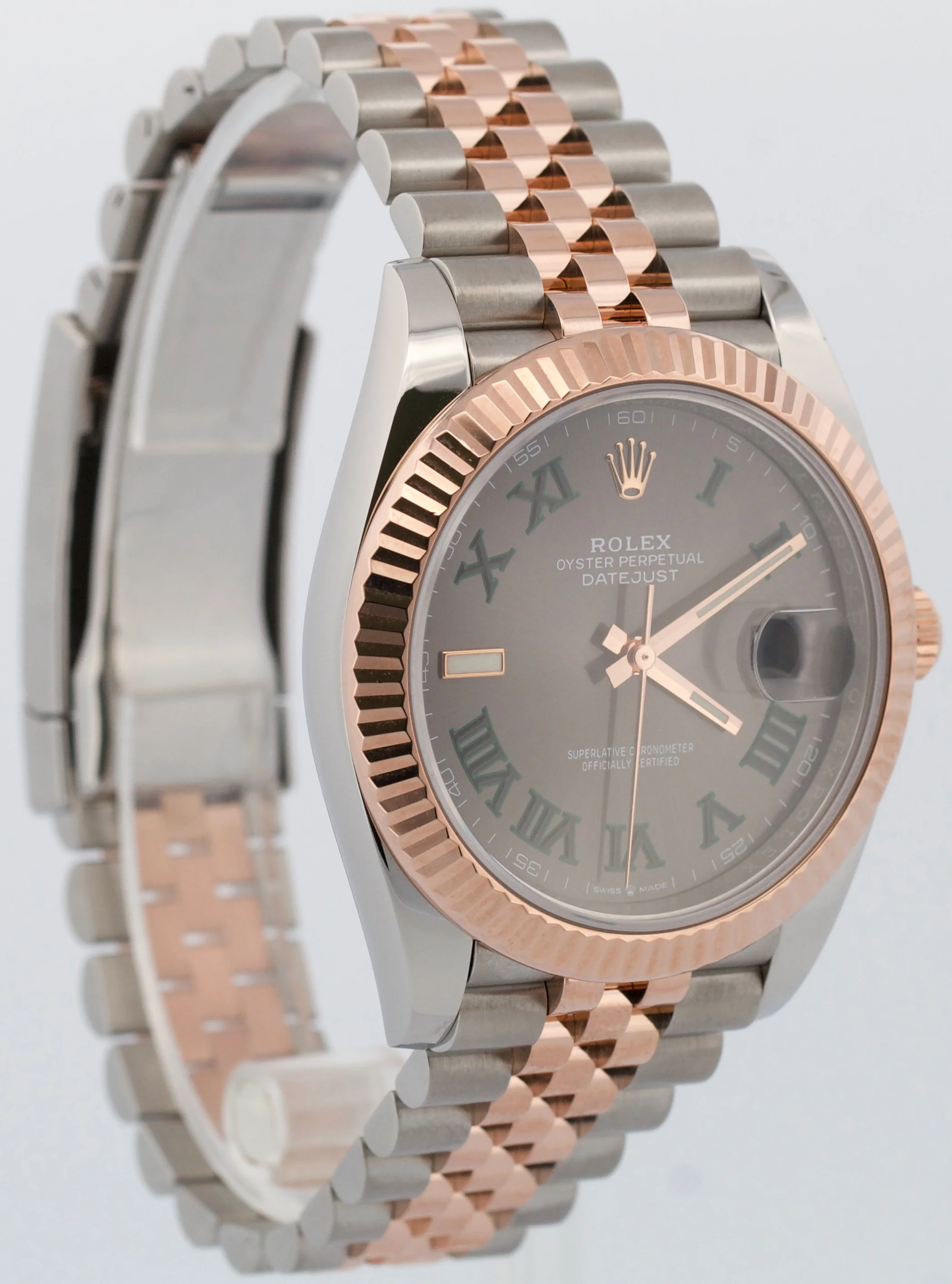 Rolex DateJust 41 Rhodium WIMBLEDON 18k Gold Fluted Steel JUBILEE 41mm 126331 - Image 4