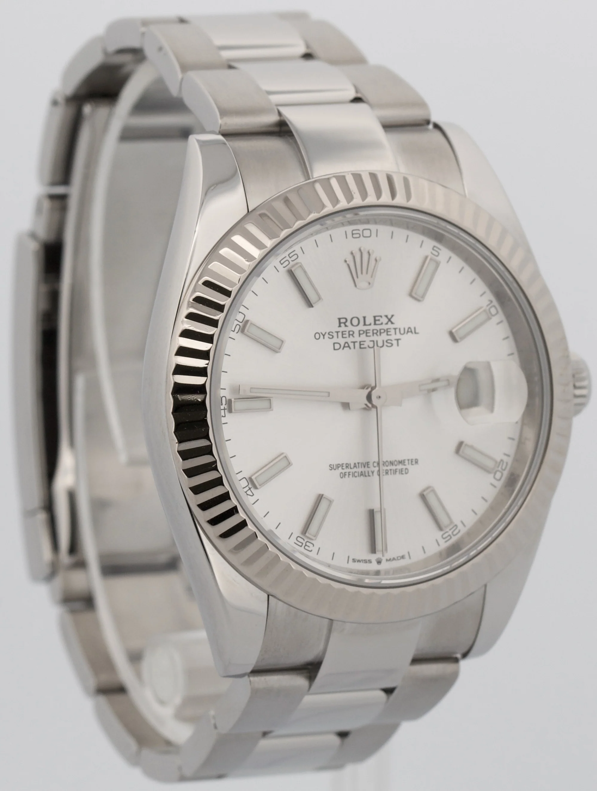 Rolex DateJust 41mm SILVER 18K White Gold Stainless Steel OYSTER Watch 126334 - Image 3