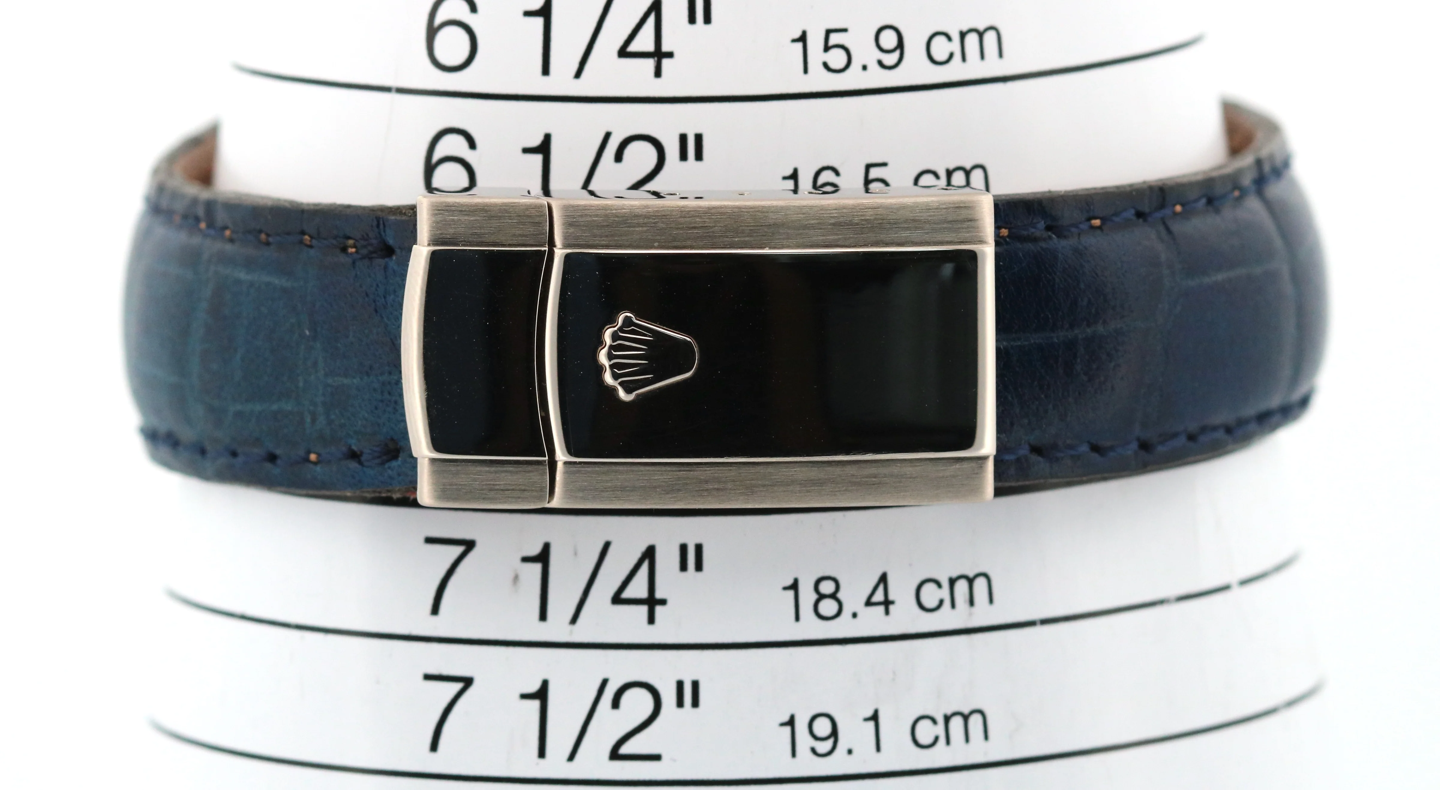 Rolex DateJust Blue Black CONCENTRIC 18K White Gold Fluted 36mm Leather 116139 - Image 7