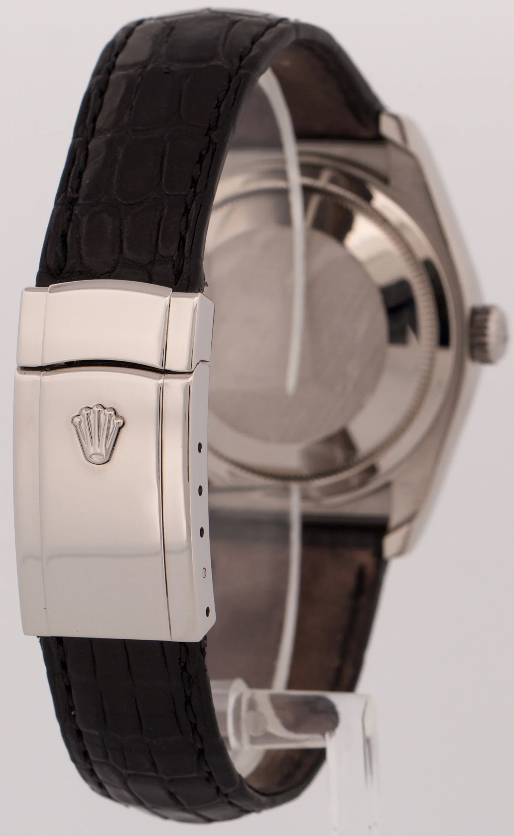 Rolex DateJust BLUE ROMAN 18K White Gold Fluted 36mm Black Leather 116139 Watch - Image 6
