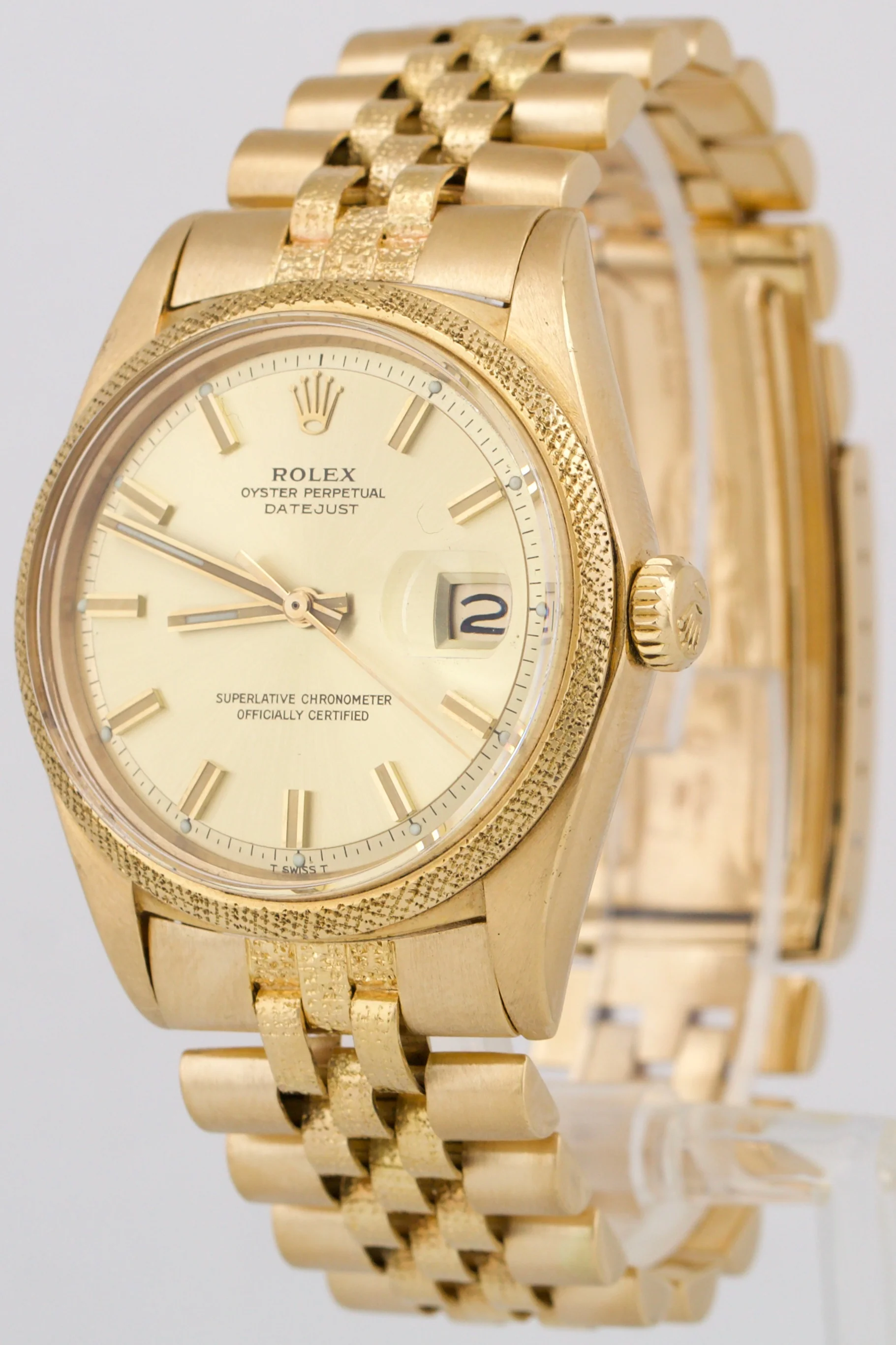 Rolex DateJust Champagne FLORENTINE 36mm 18K Yellow Gold JUBILEE 1611 Watch - Image 3