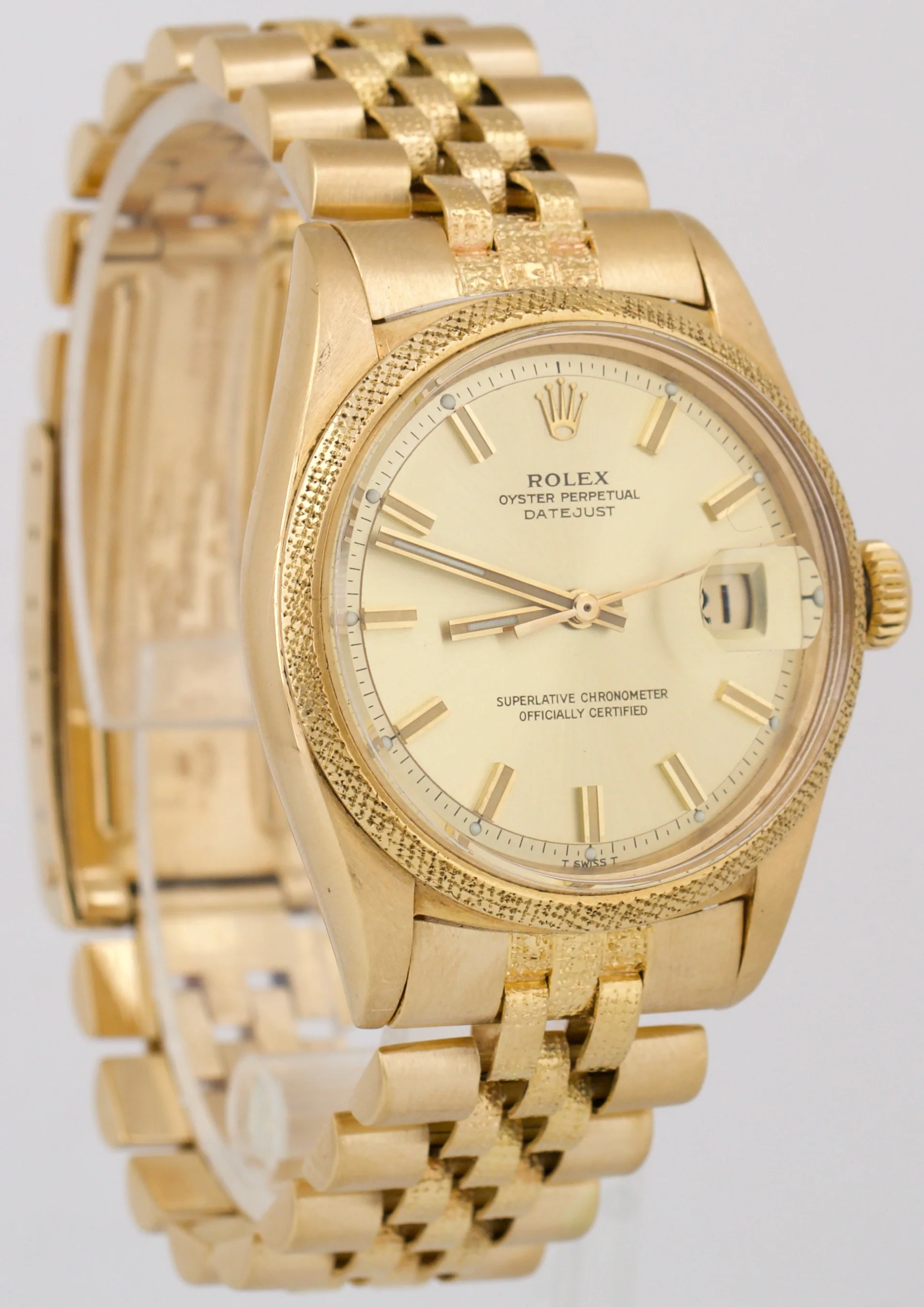 Rolex DateJust Champagne FLORENTINE 36mm 18K Yellow Gold JUBILEE 1611 Watch - Image 4