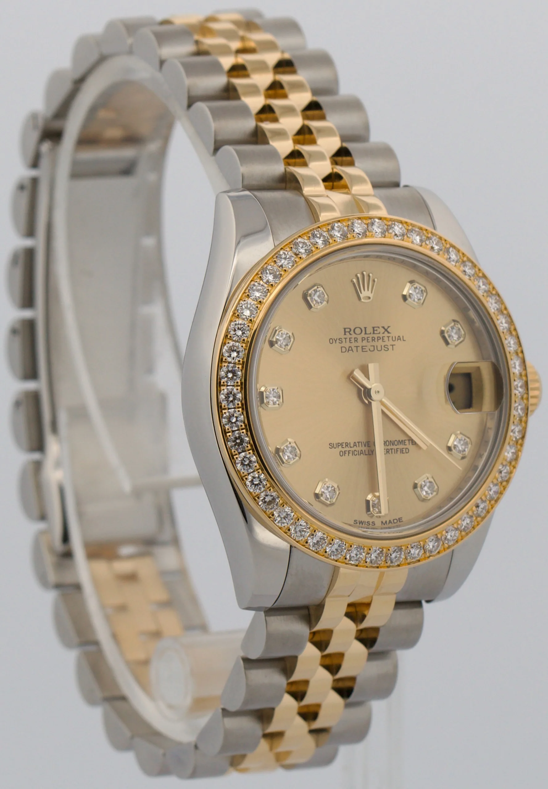 Rolex DateJust FACTORY CHAMPAGNE DIAMOND 31mm 18K Gold SUPER JUBILEE 178383 - Image 4
