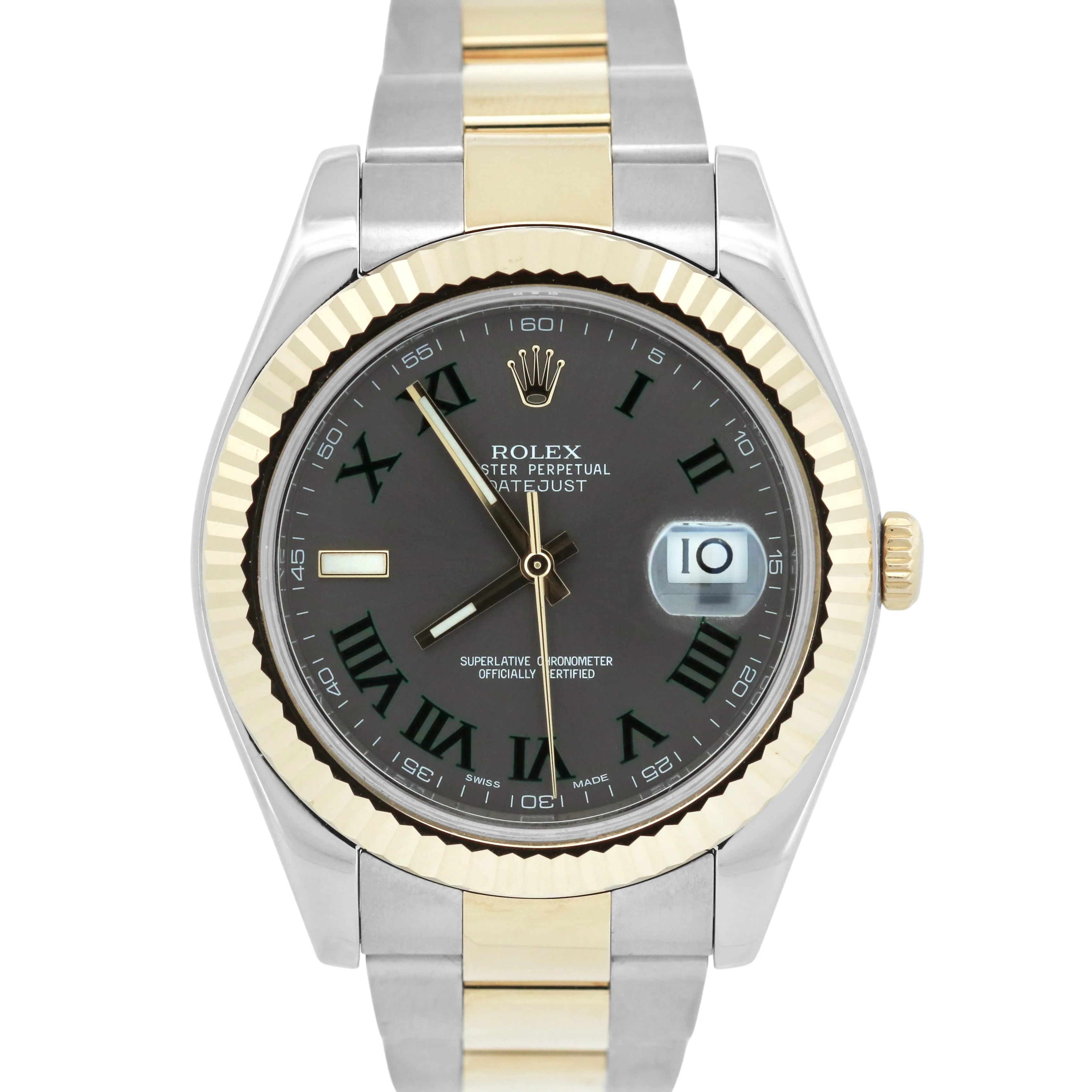 Rolex Datejust II 2 WIMBLEDON Rhodium 18K Gold OYSTER Steel Roman 41mm 116333