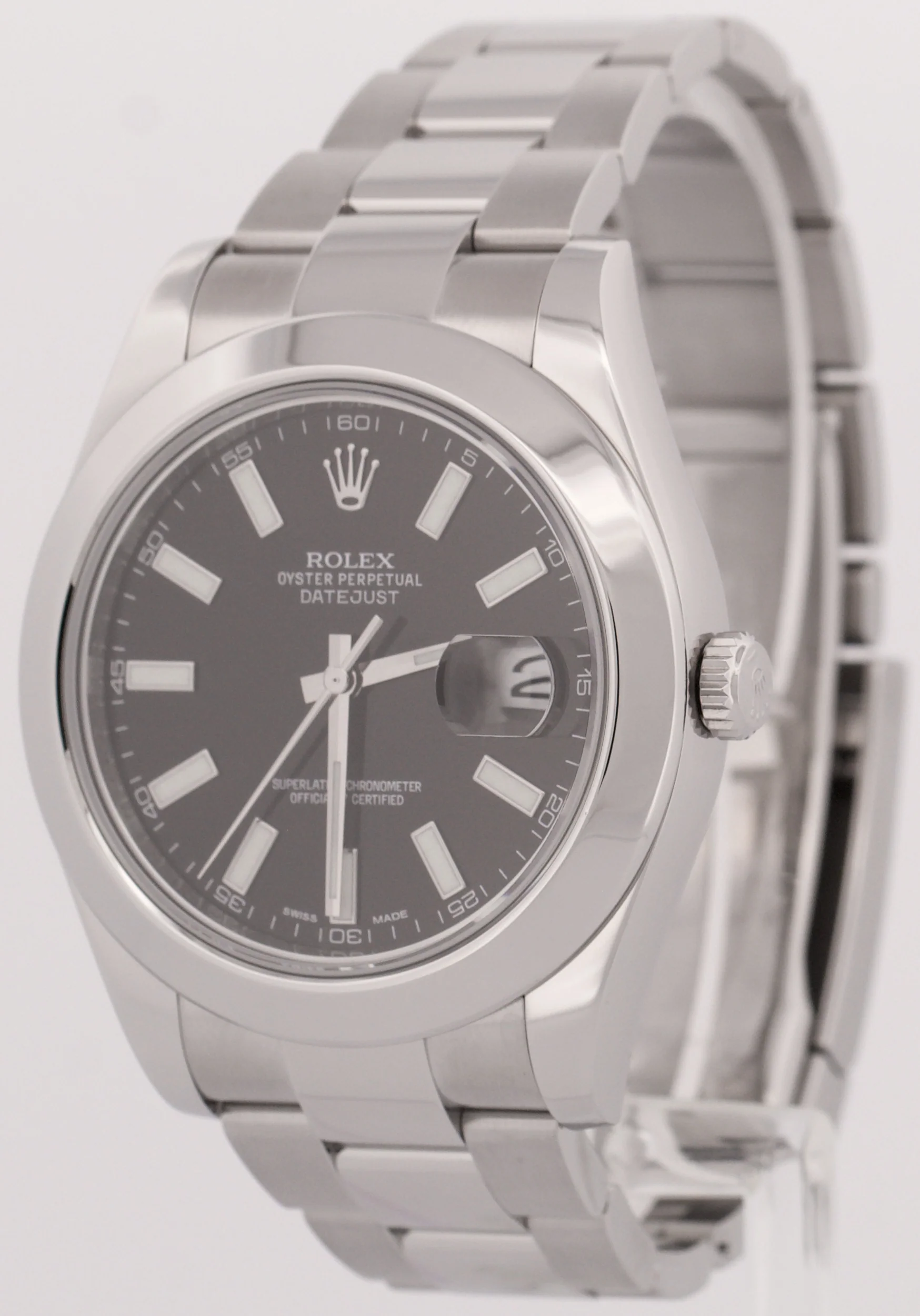 Rolex DateJust II 41mm BLACK Stainless Steel Smooth Oyster Date 116300 Watch - Image 3