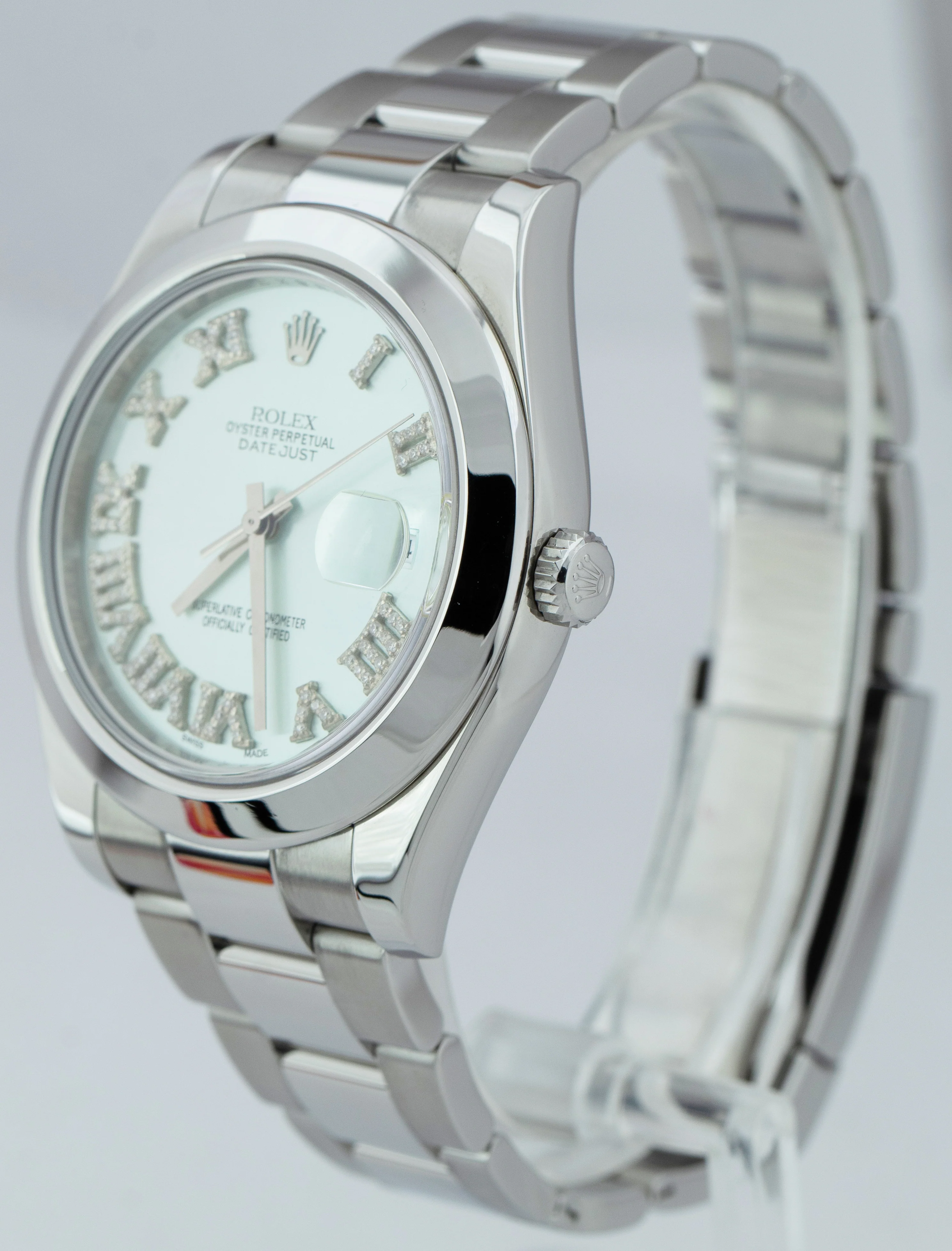 Rolex DateJust II 41mm Blue DIAMOND Roman Smooth Stainless Oyster Watch 116300 - Image 3
