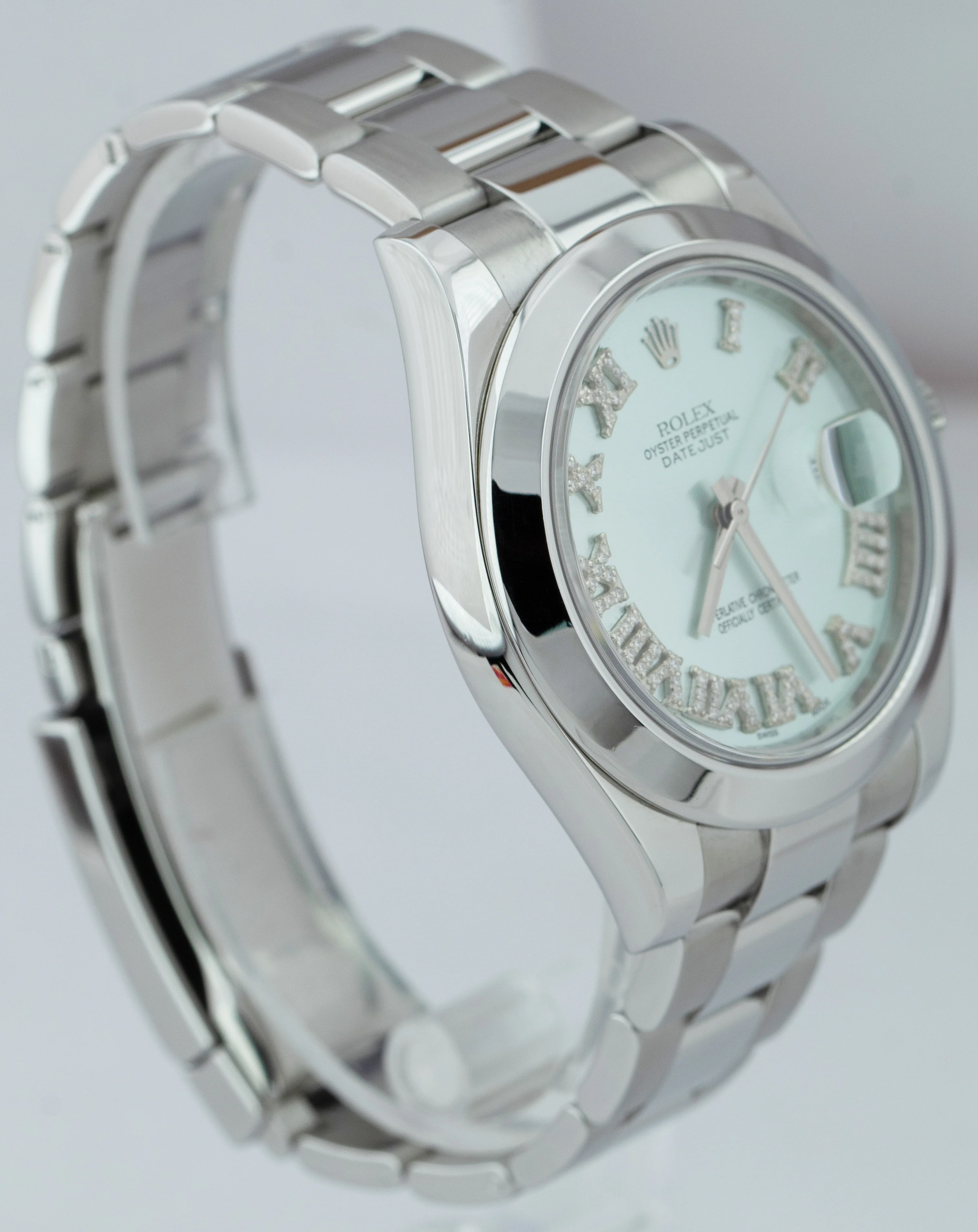 Rolex DateJust II 41mm Blue DIAMOND Roman Smooth Stainless Oyster Watch 116300 - Image 4
