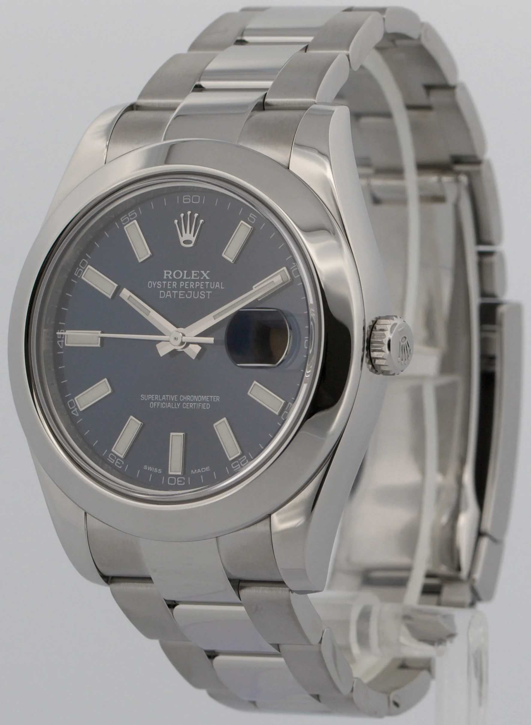 Rolex DateJust II 41mm BLUE Stainless Steel Smooth Oyster Date Watch 116300 - Image 3