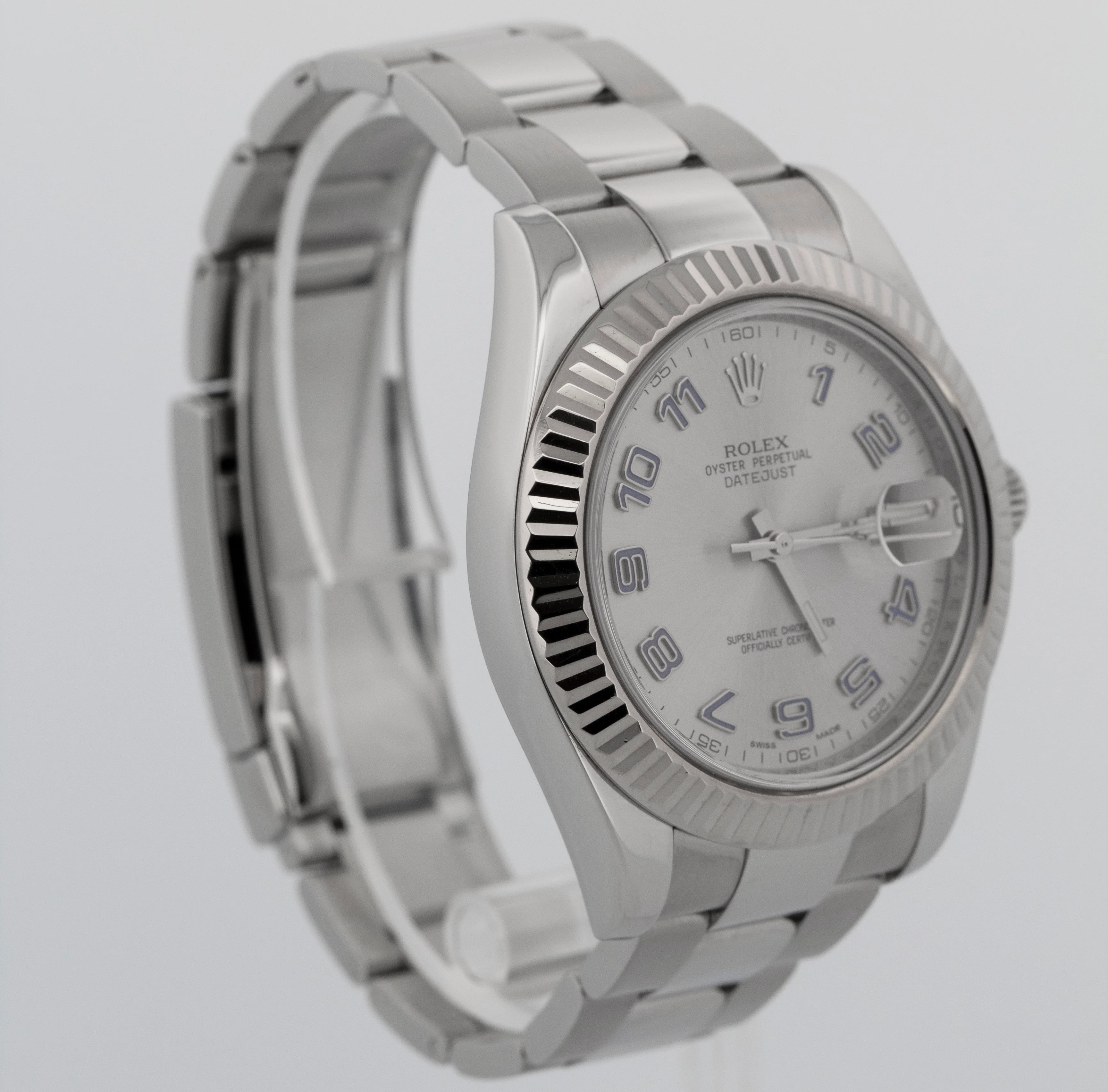 PAPERS Rolex DateJust II 41mm Silver Blue Arabic Steel Gold 116334 BOX - Image 5