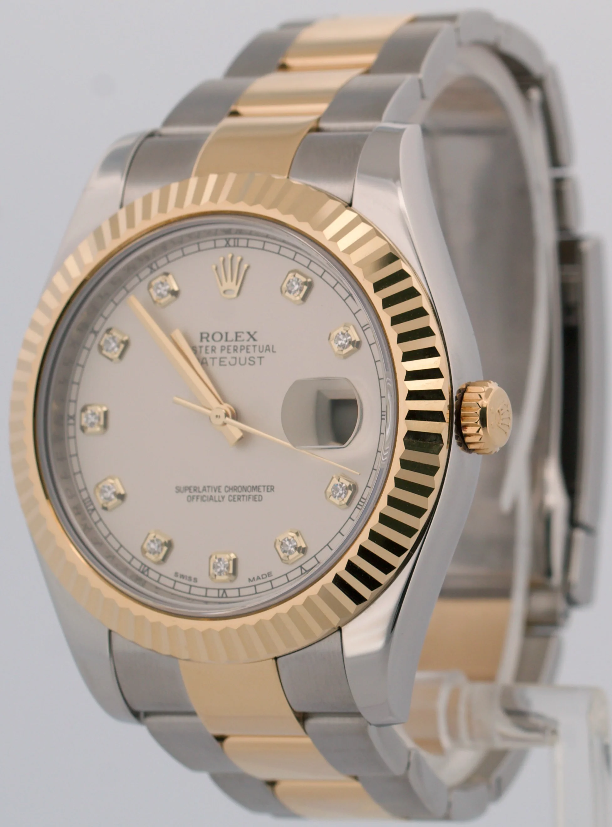 Rolex Datejust II FACTORY IVORY DIAMOND 18K Gold Steel OYSTER 41mm 116333 Watch - Image 3