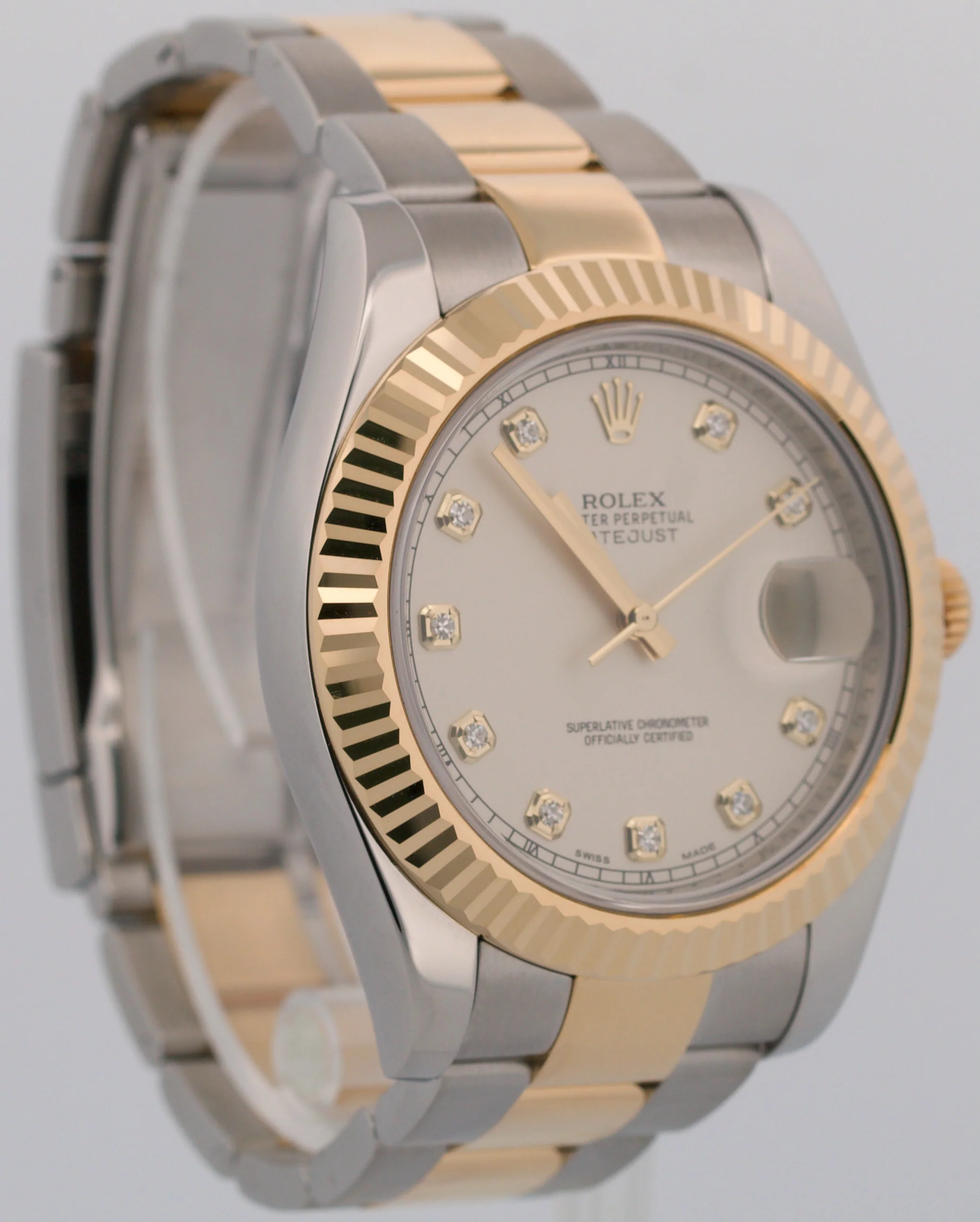 Rolex Datejust II FACTORY IVORY DIAMOND 18K Gold Steel OYSTER 41mm 116333 Watch - Image 4