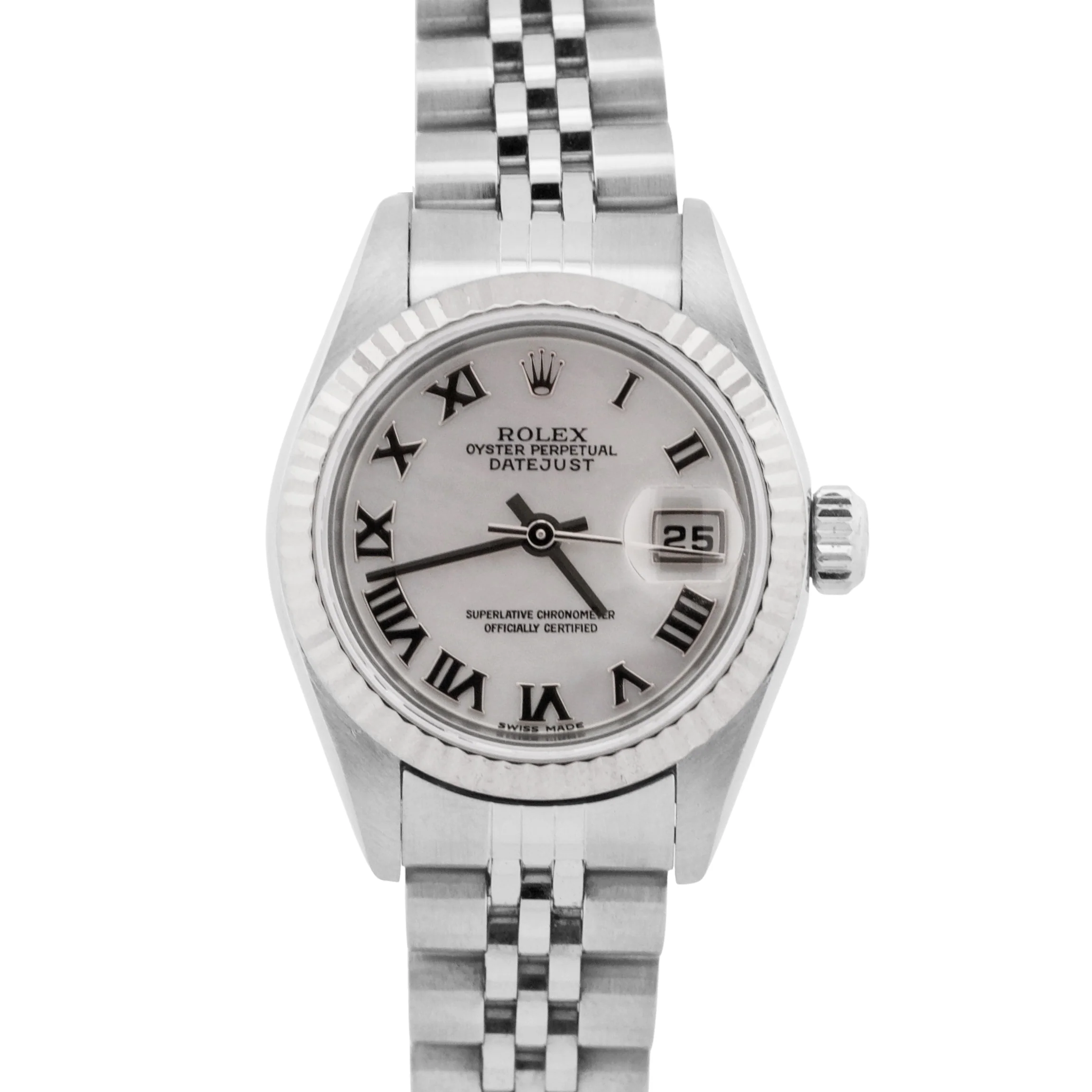 Rolex DateJust MOP ROMAN Stainless Steel 18K Gold JUBILEE Fluted 79174 Watch