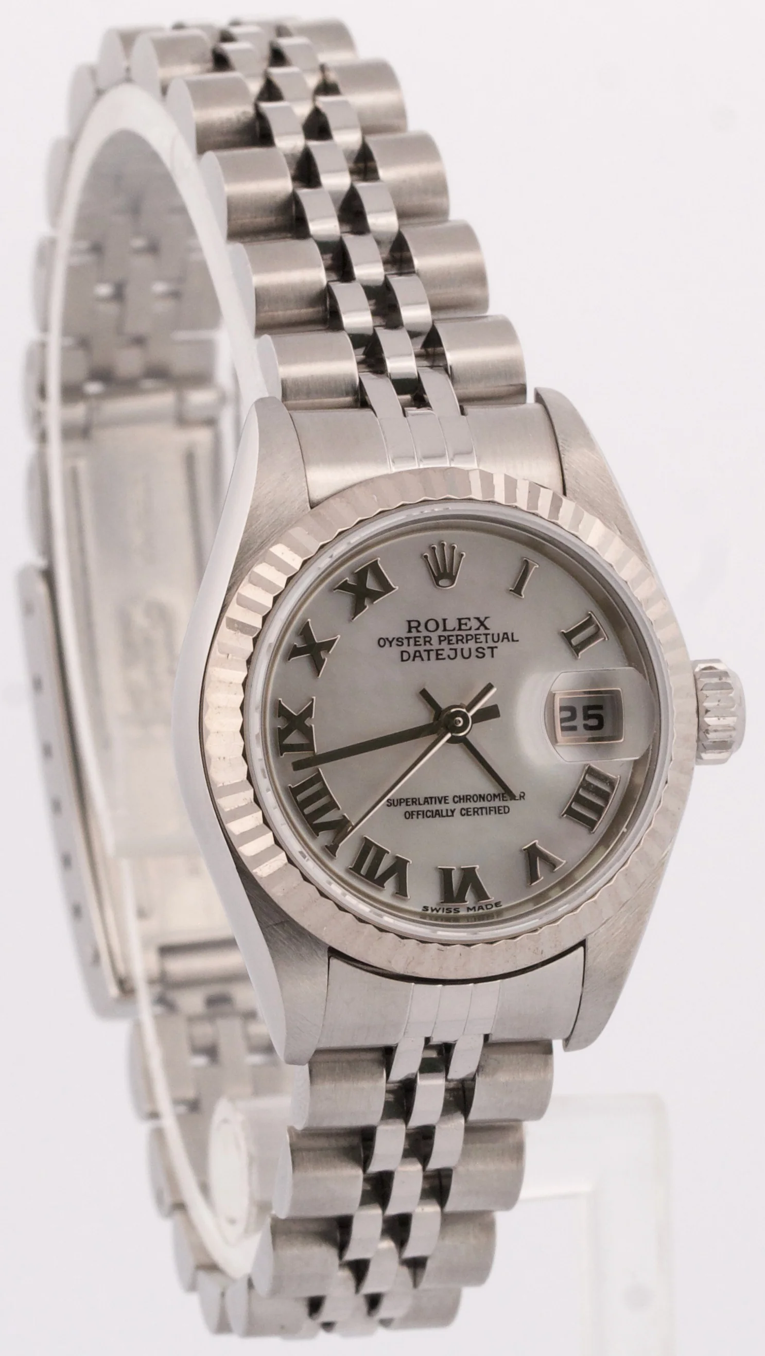 Rolex DateJust MOP ROMAN Stainless Steel 18K Gold JUBILEE Fluted 79174 Watch - Image 4