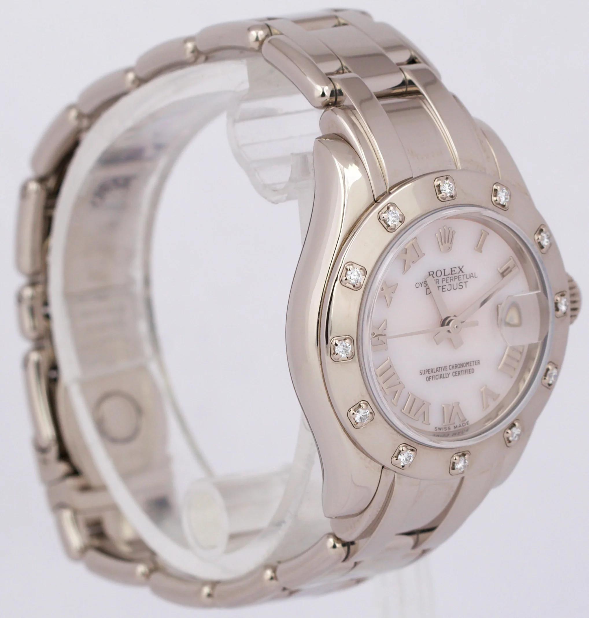 Rolex DateJust Pearlmaster 18k White Gold DIAMOND MOP ROMAN 29mm 80319 Watch BOX - Image 4