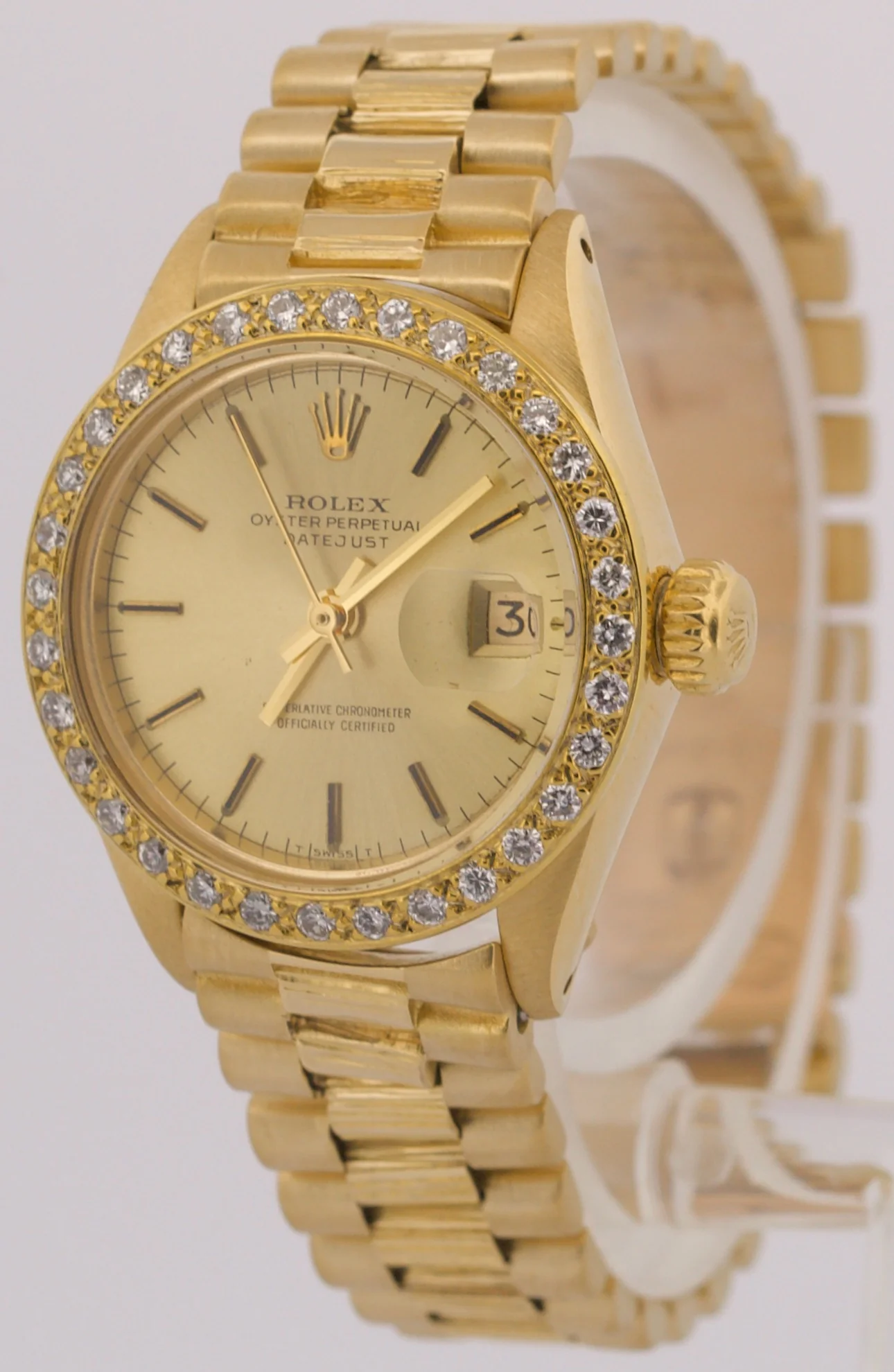 Rolex DateJust President 26mm CHAMPAGNE DIAMOND 18K Yellow Gold BARK 6917 BOX - Image 3