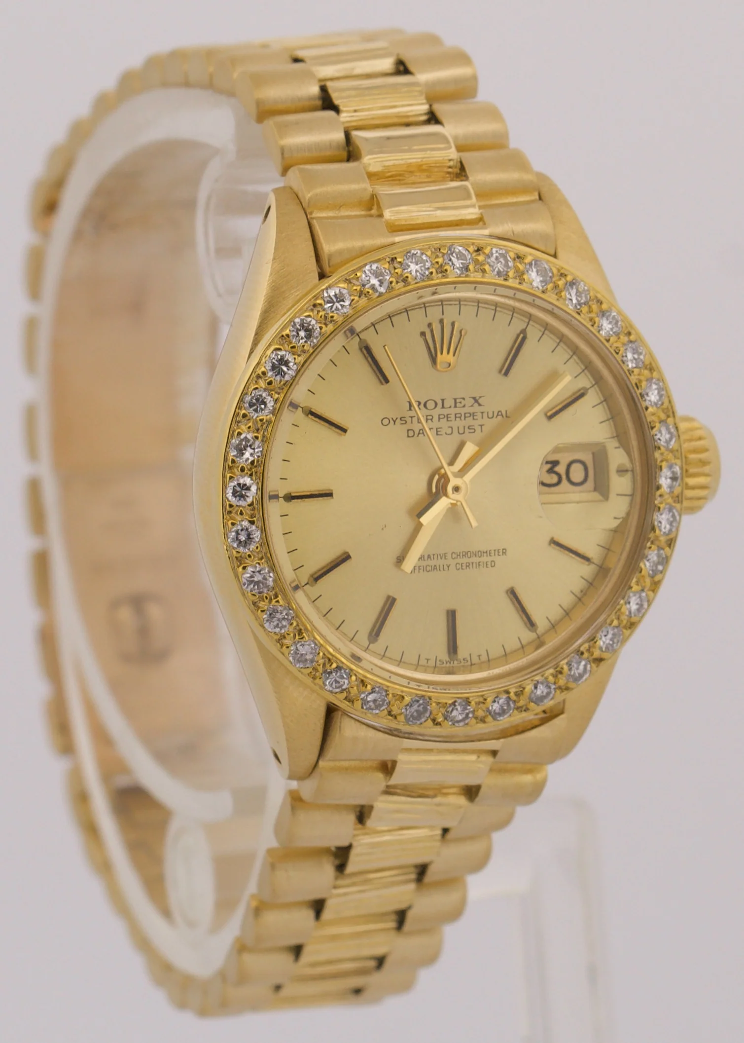 Rolex DateJust President 26mm CHAMPAGNE DIAMOND 18K Yellow Gold BARK 6917 BOX - Image 4