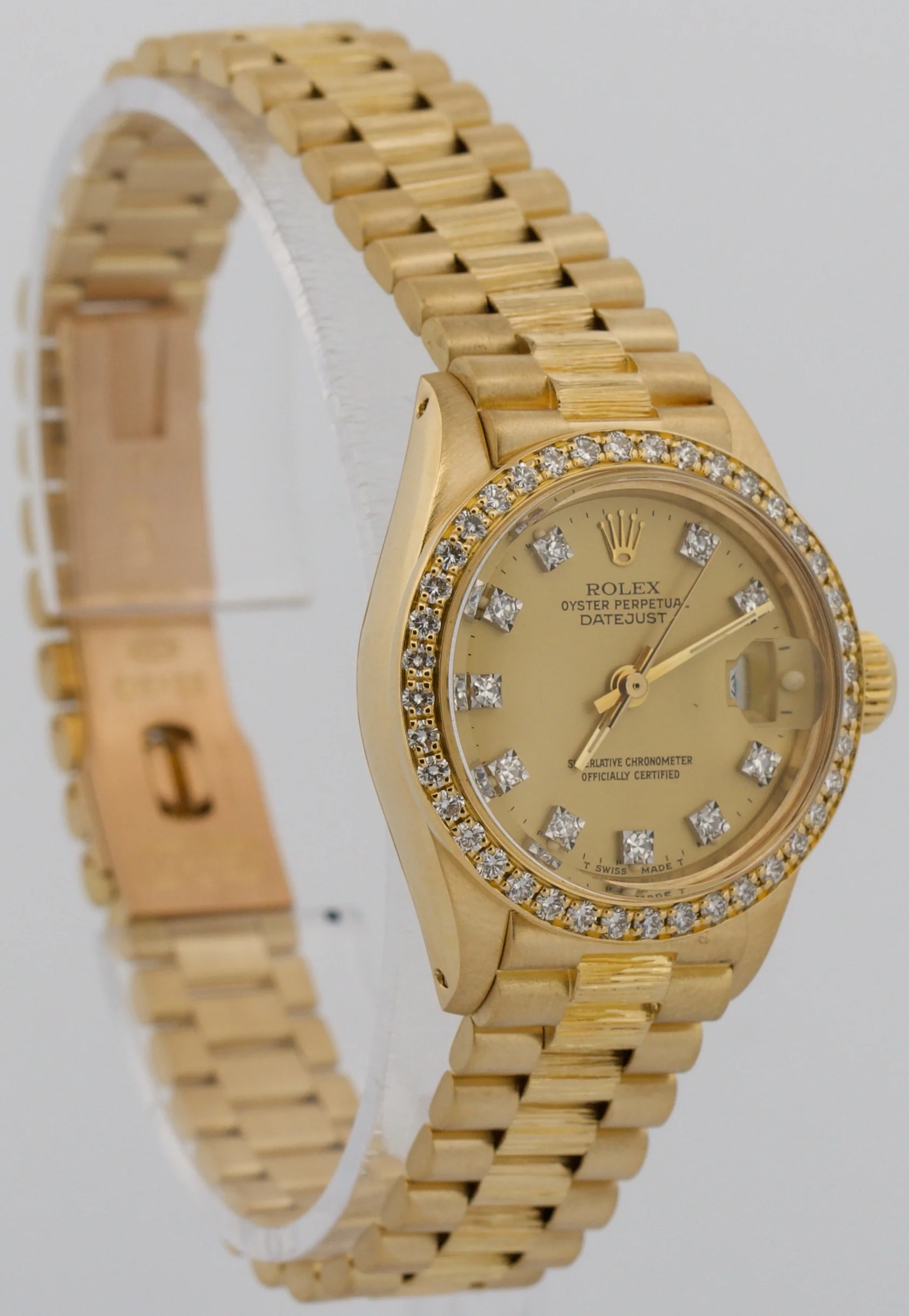 Rolex DateJust President 26mm CHAMPAGNE DIAMOND 18K Yellow Gold BARK 6917 Watch - Image 3