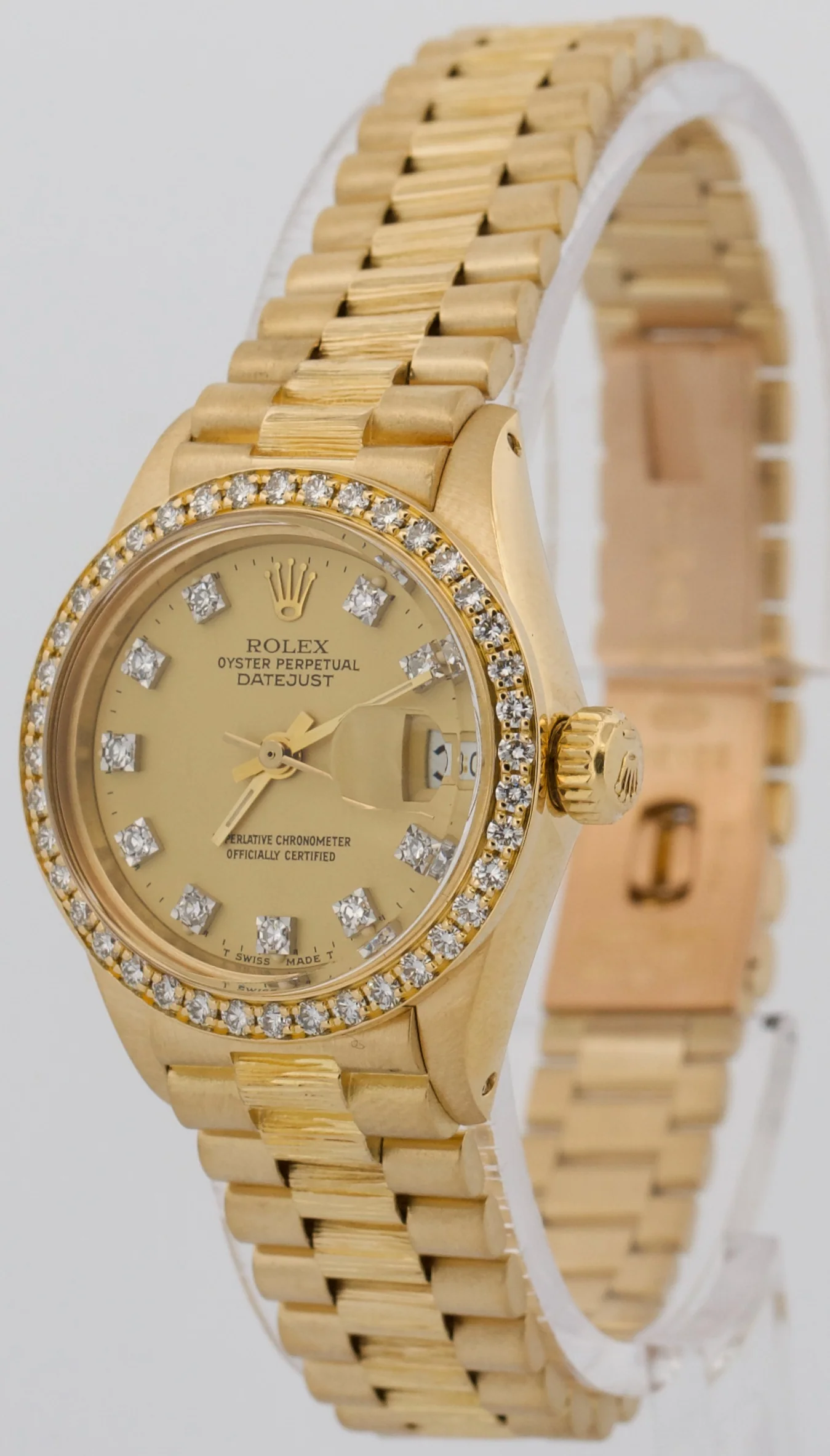 Rolex DateJust President 26mm CHAMPAGNE DIAMOND 18K Yellow Gold BARK 6917 Watch - Image 4