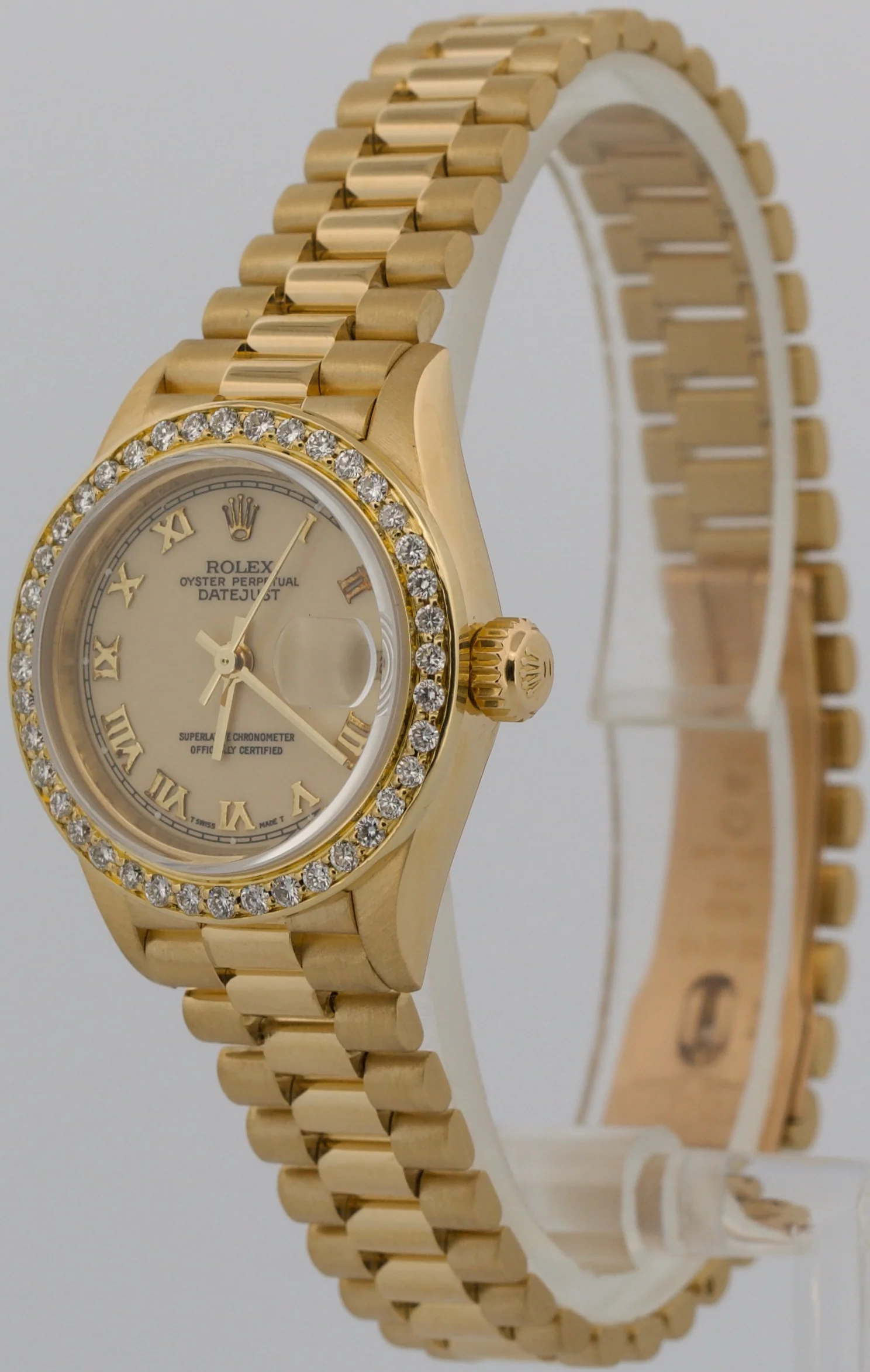 Rolex DateJust President 26mm CREAM ROMAN 18K Yellow Gold DIAMOND 79178 BOX - Image 3