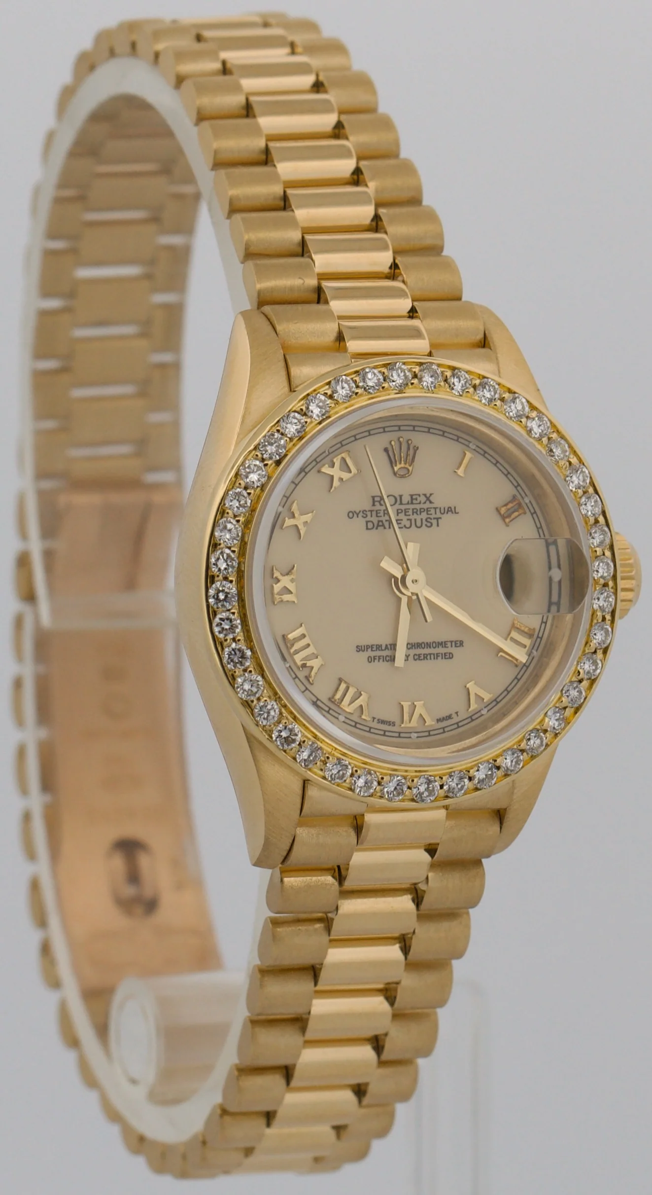 Rolex DateJust President 26mm CREAM ROMAN 18K Yellow Gold DIAMOND 79178 BOX - Image 4