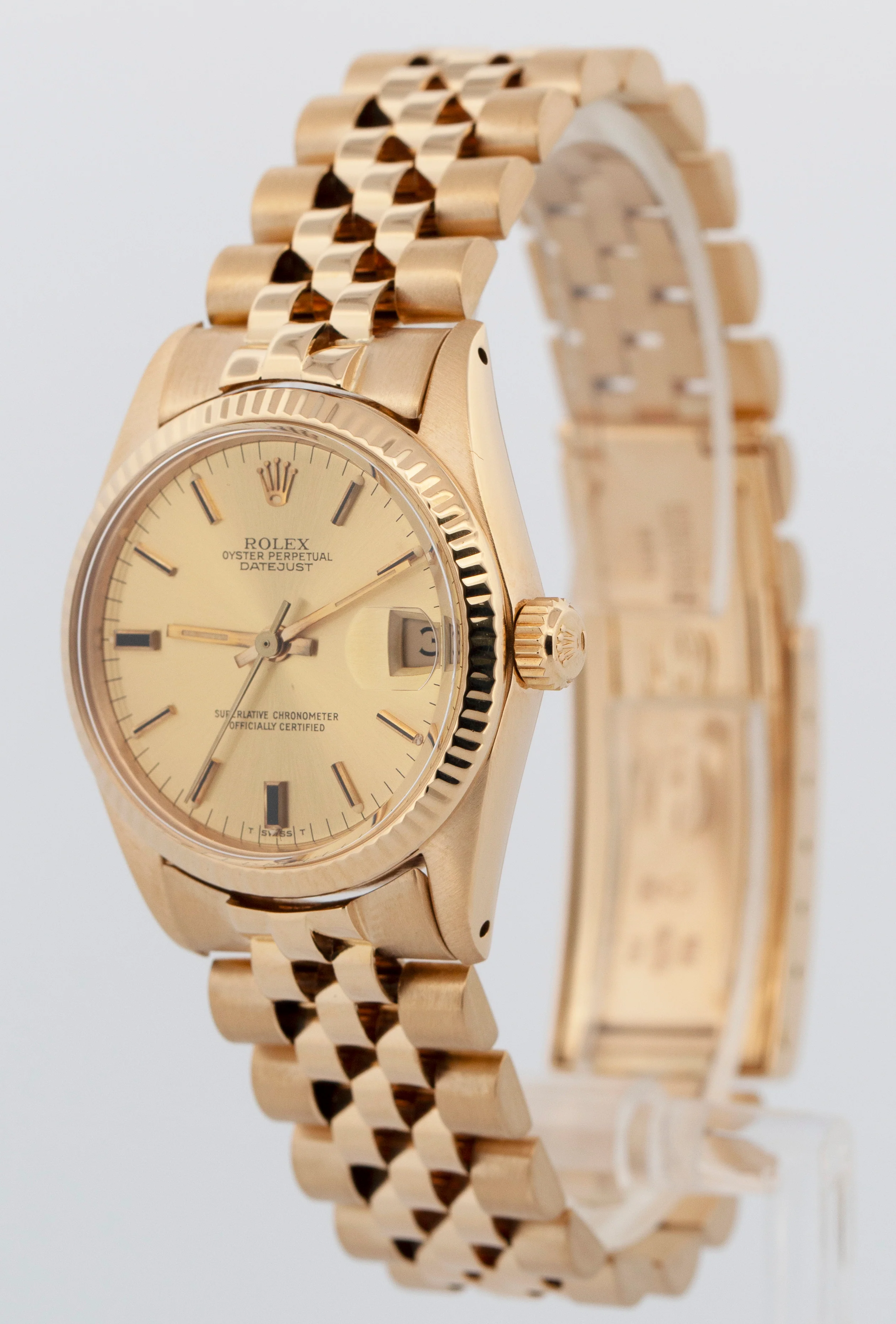 Rolex DateJust President 31mm Champagne Jubilee 18K Yellow Gold 6827 Watch - Image 3