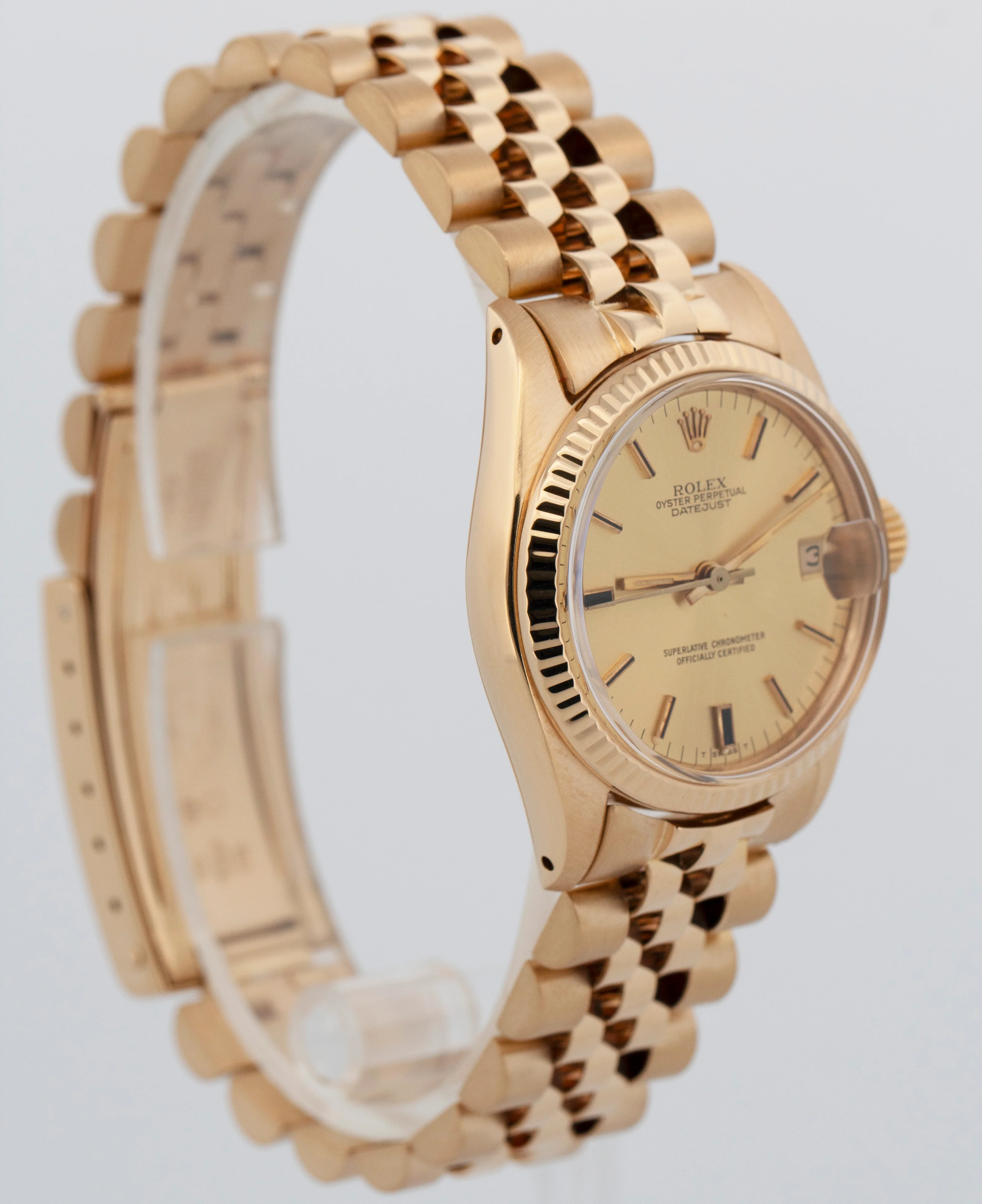Rolex DateJust President 31mm Champagne Jubilee 18K Yellow Gold 6827 Watch - Image 4