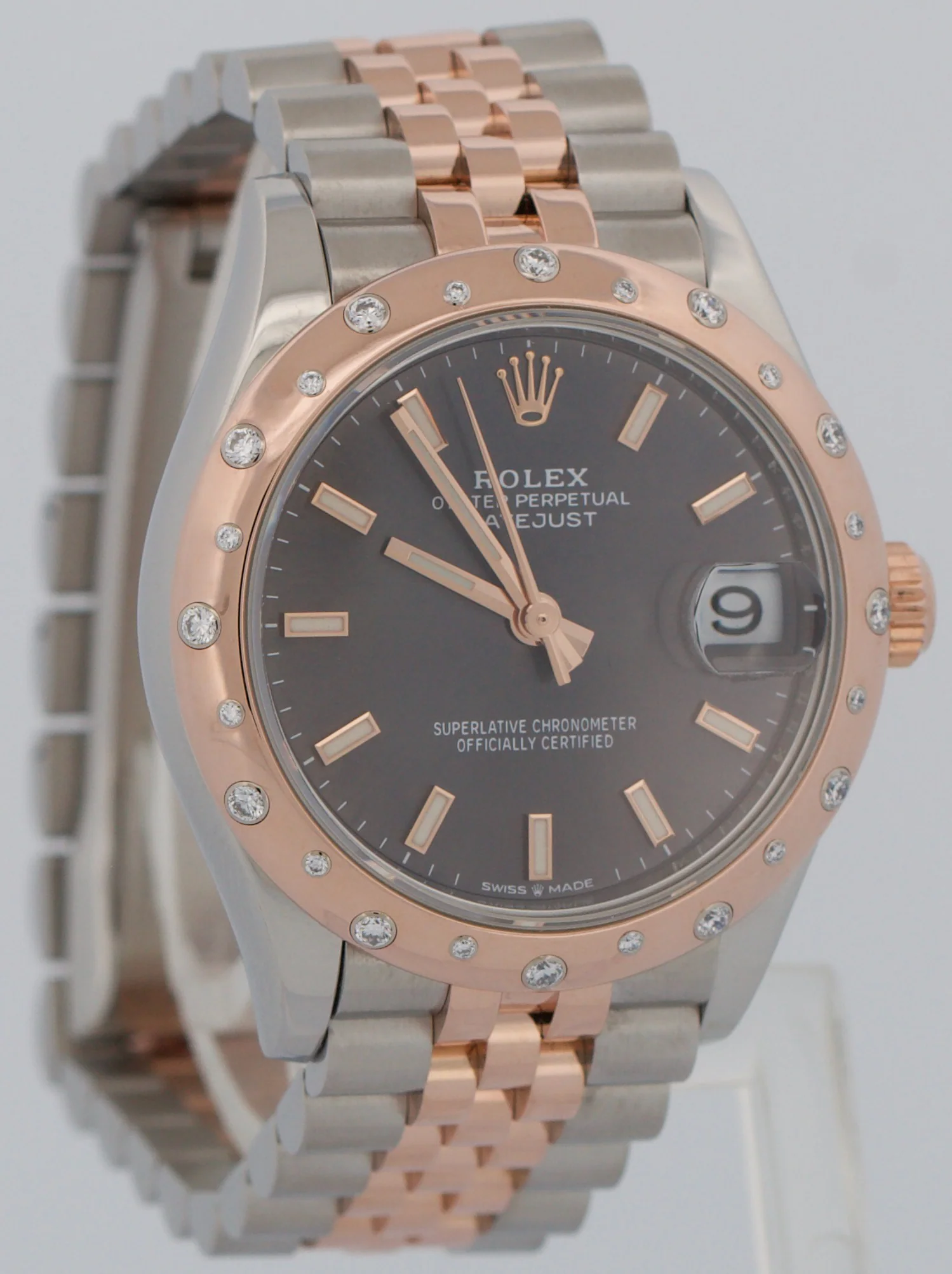 Rolex DateJust RHODIUM DIAMOND 31mm 18k Rose Gold Steel JUBILEE 278341RBR Watch - Image 4