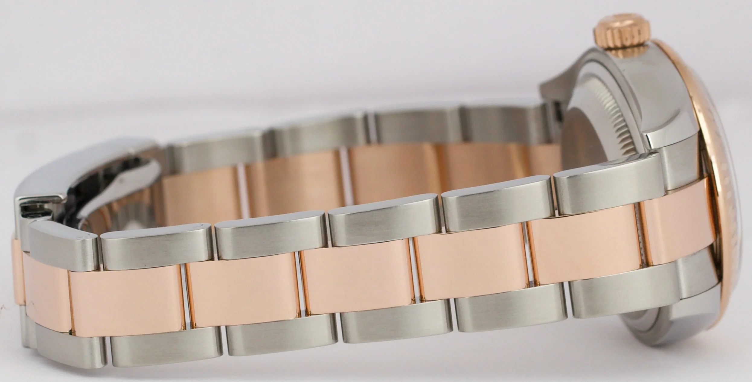 Rolex DateJust SUNDUST Pink 28mm Steel Oyster Fluted 18K Rose Gold Watch 279171 - Image 7