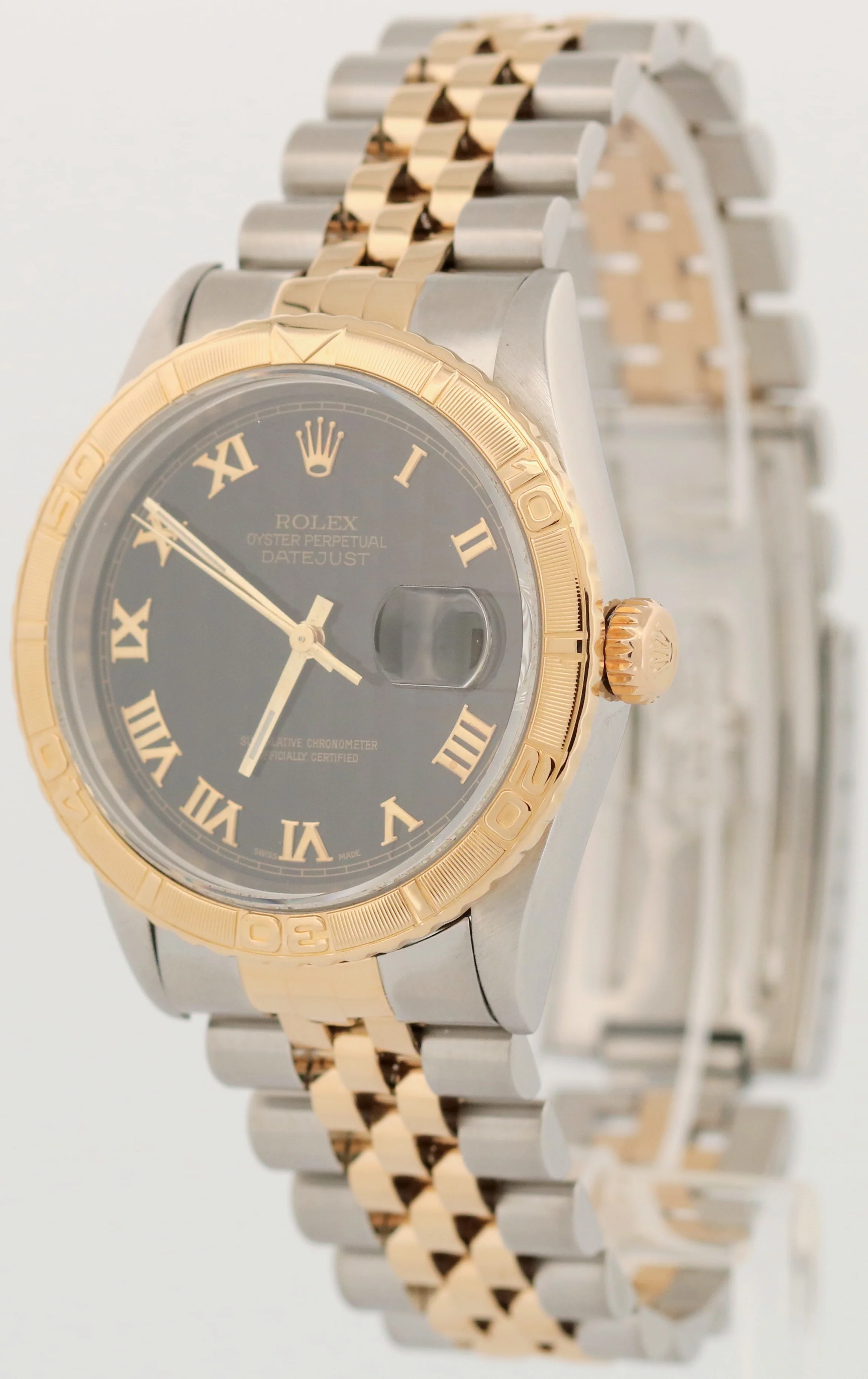 Rolex DateJust Turn-O-Graph BLACK PYRAMID ROMAN Thunderbird 36mm 18K Gold 16263 - Image 3