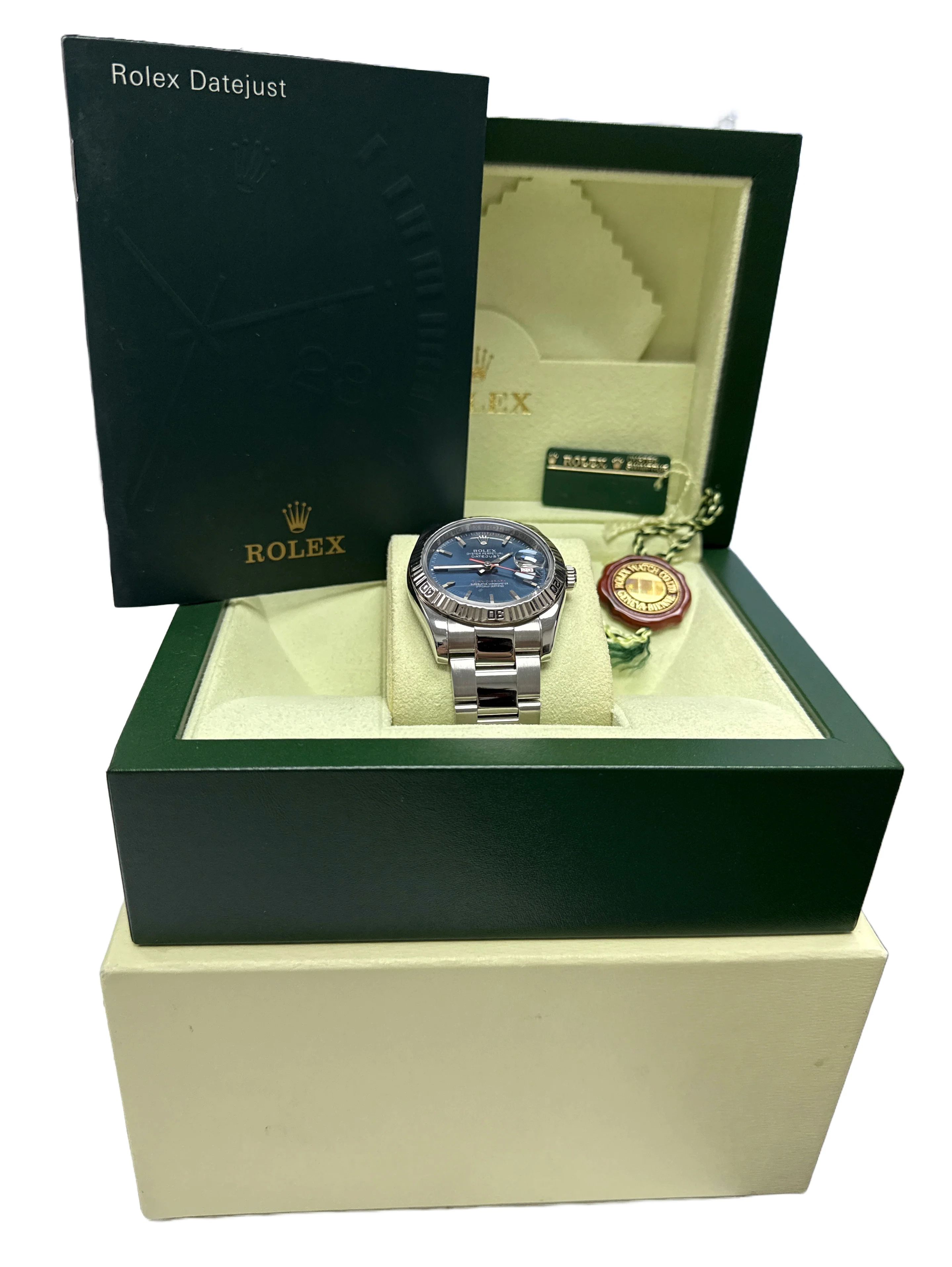 Rolex DateJust Turn-O-Graph Thunderbird BLUE Red Stainless Steel 18K 116264 BOX - Image 2