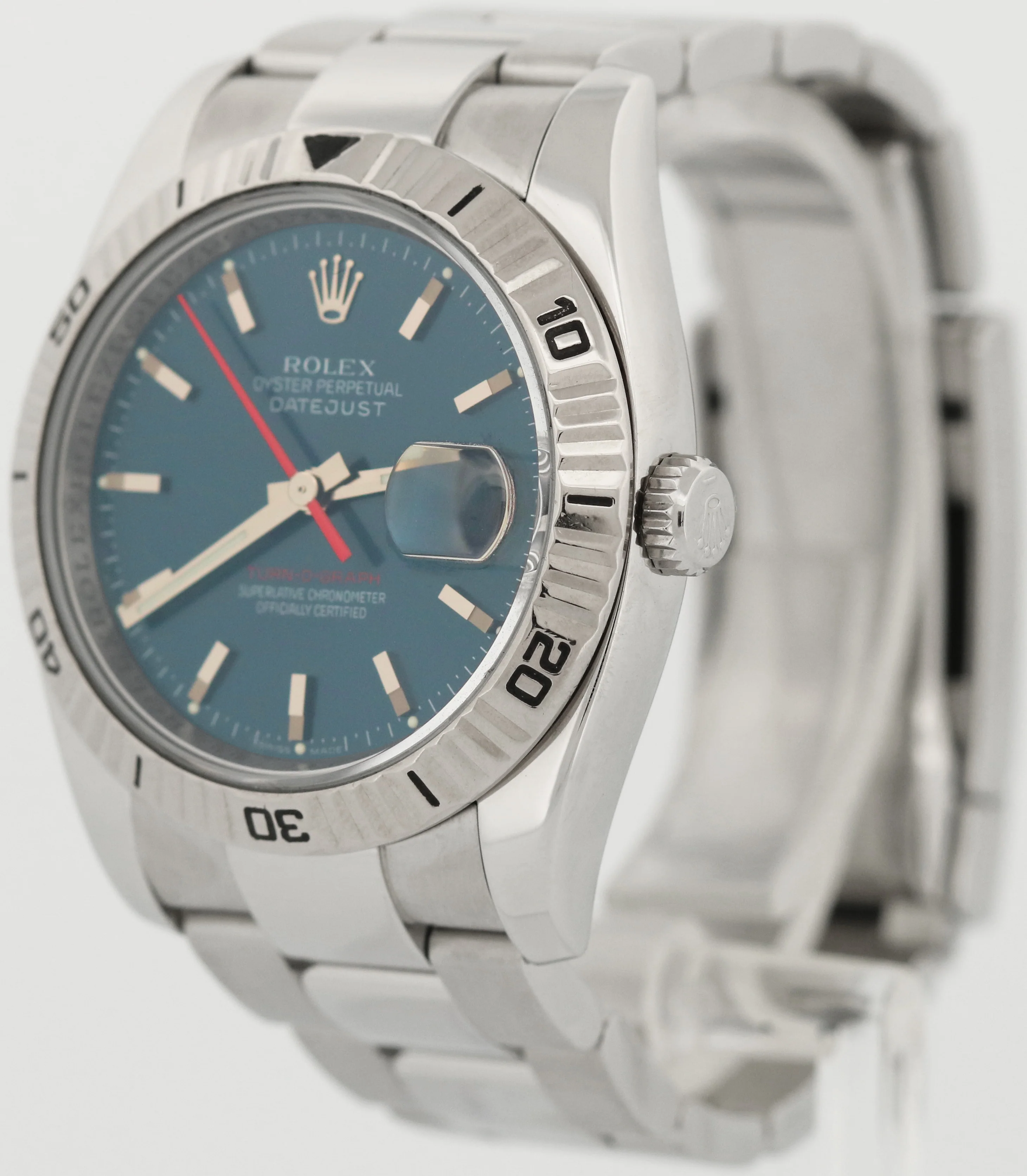 Rolex DateJust Turn-O-Graph Thunderbird BLUE Red Stainless Steel 18K 116264 BOX - Image 3