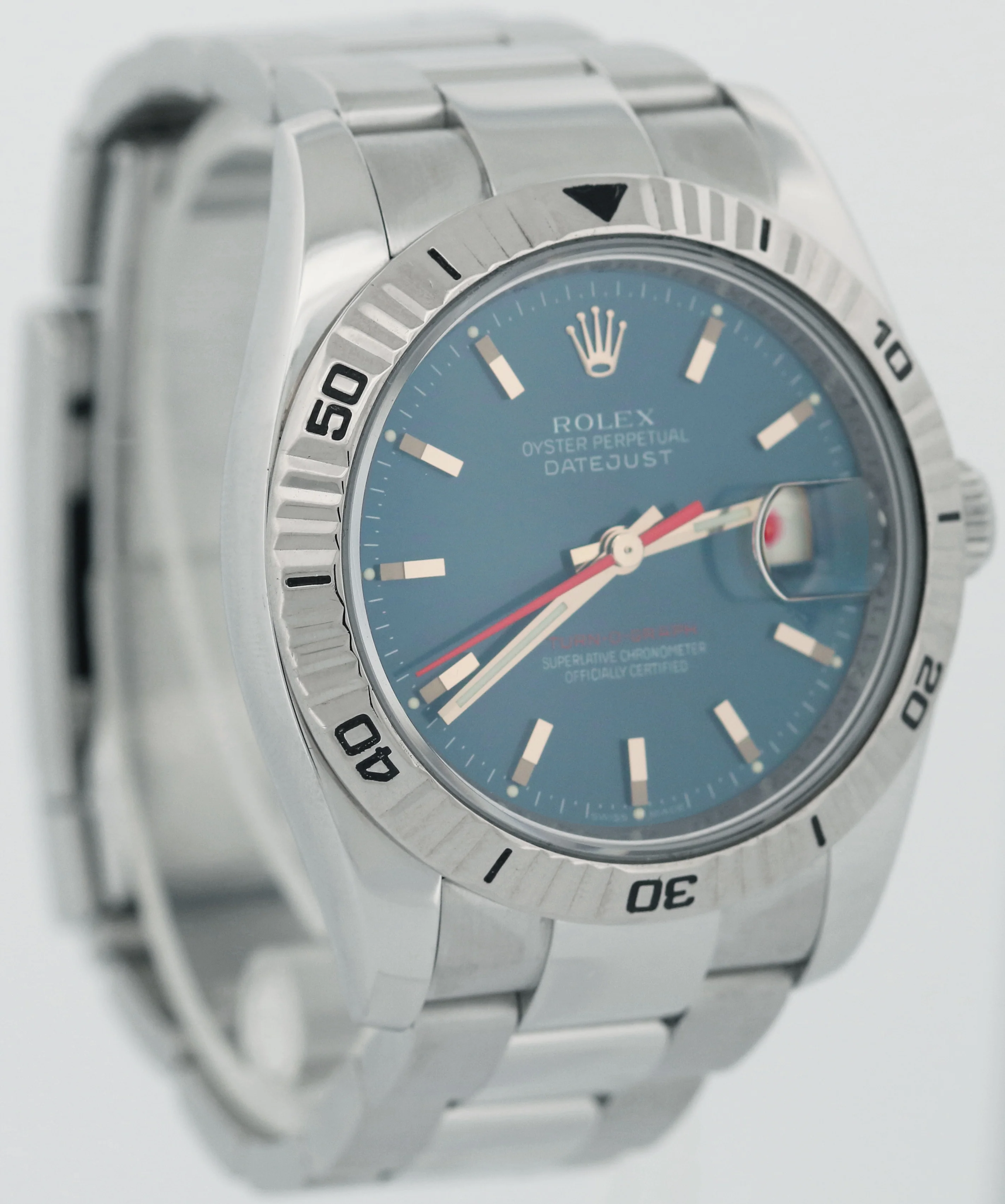 Rolex DateJust Turn-O-Graph Thunderbird BLUE Red Stainless Steel 18K 116264 BOX - Image 4