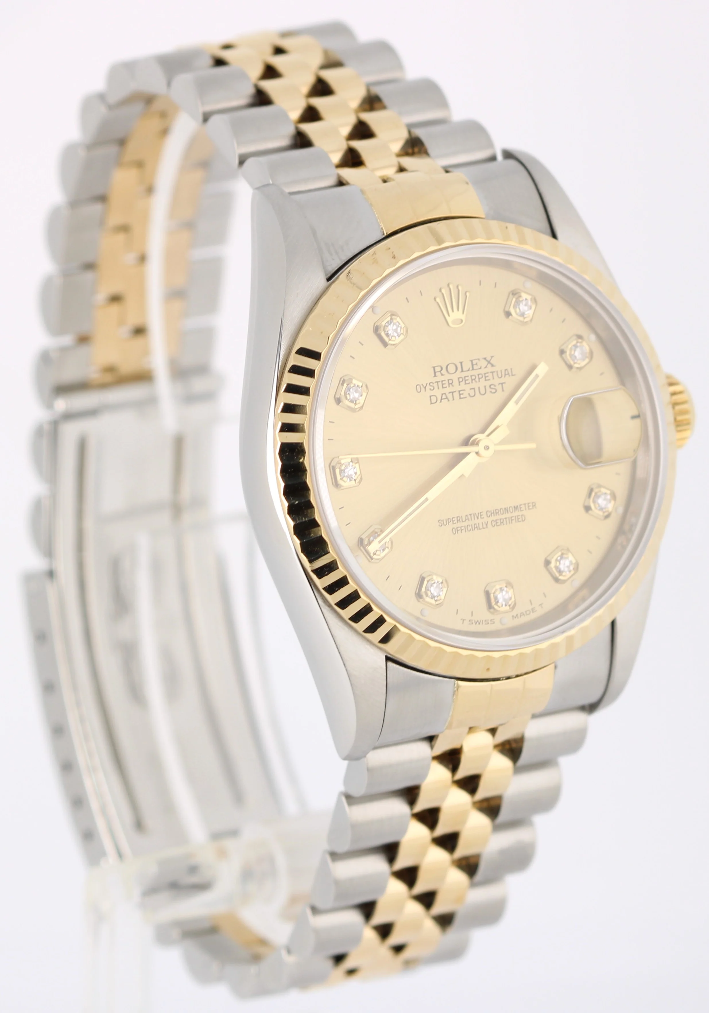 Rolex DateJust Two-Tone 18k Gold NO-HOLES Champagne DIAMOND 36mm 16233 Watch - Image 3