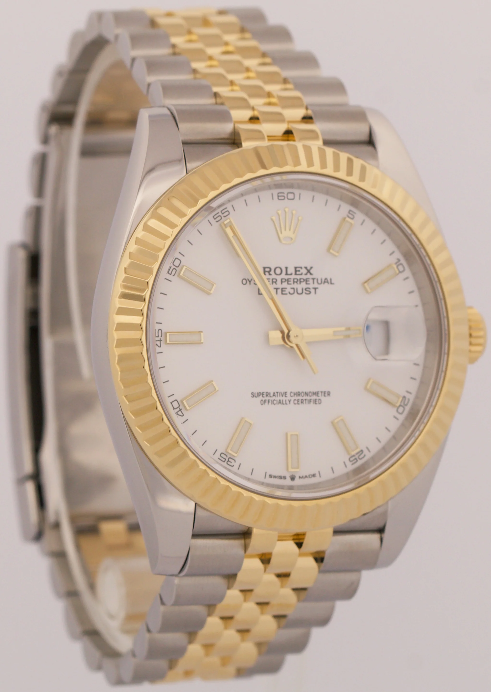 Rolex DateJust WHITE 41mm 18K Yellow Gold Fluted Steel JUBILEE 41mm 126333 BOX - Image 4