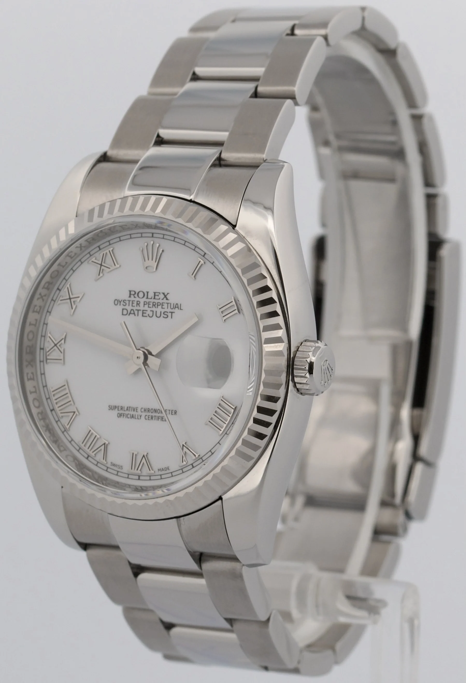 Rolex DateJust WHITE ROMAN 36mm 18K White Gold Steel OYSTER 116234 Watch BOX - Image 3
