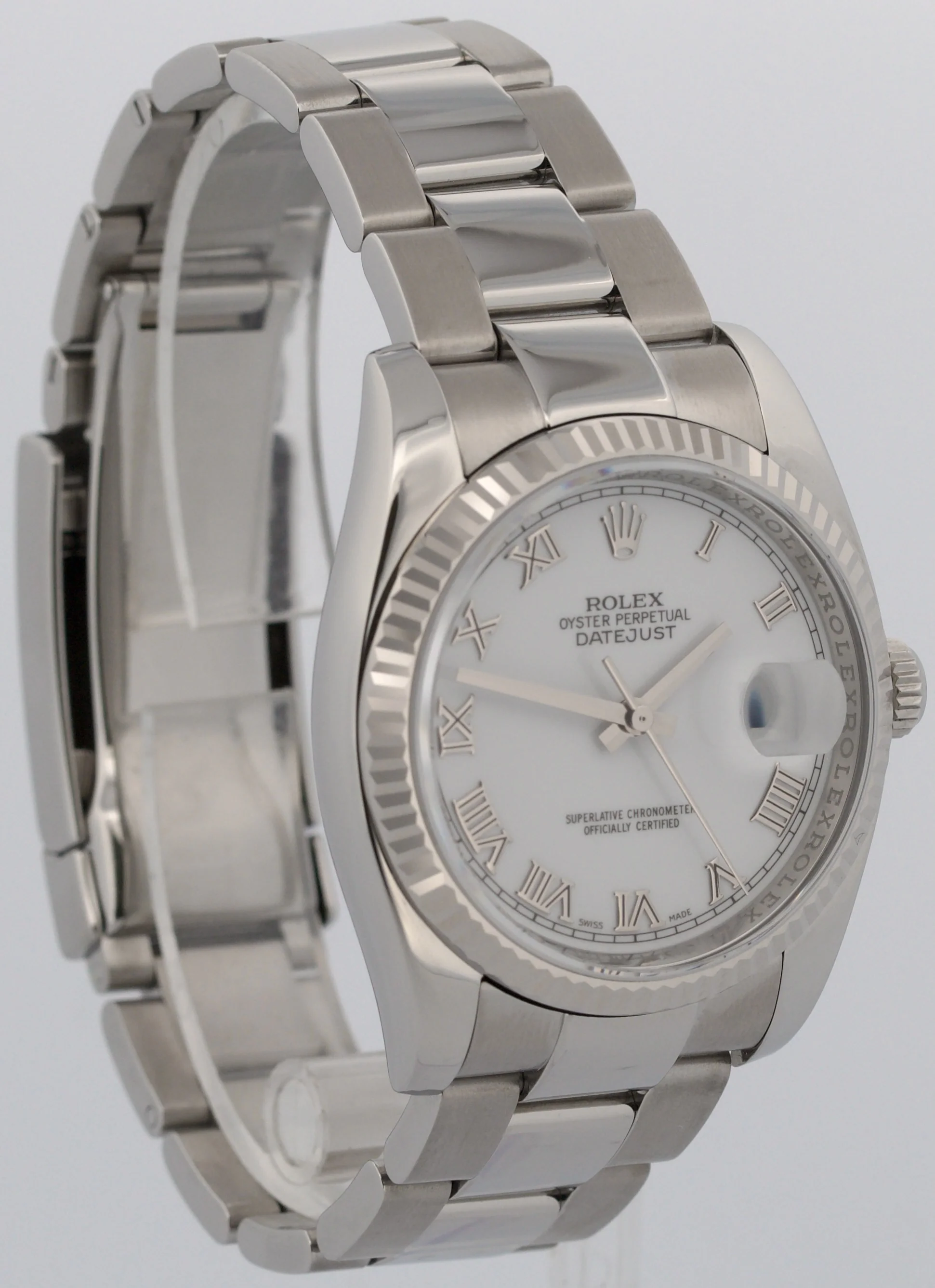 Rolex DateJust WHITE ROMAN 36mm 18K White Gold Steel OYSTER 116234 Watch BOX - Image 4