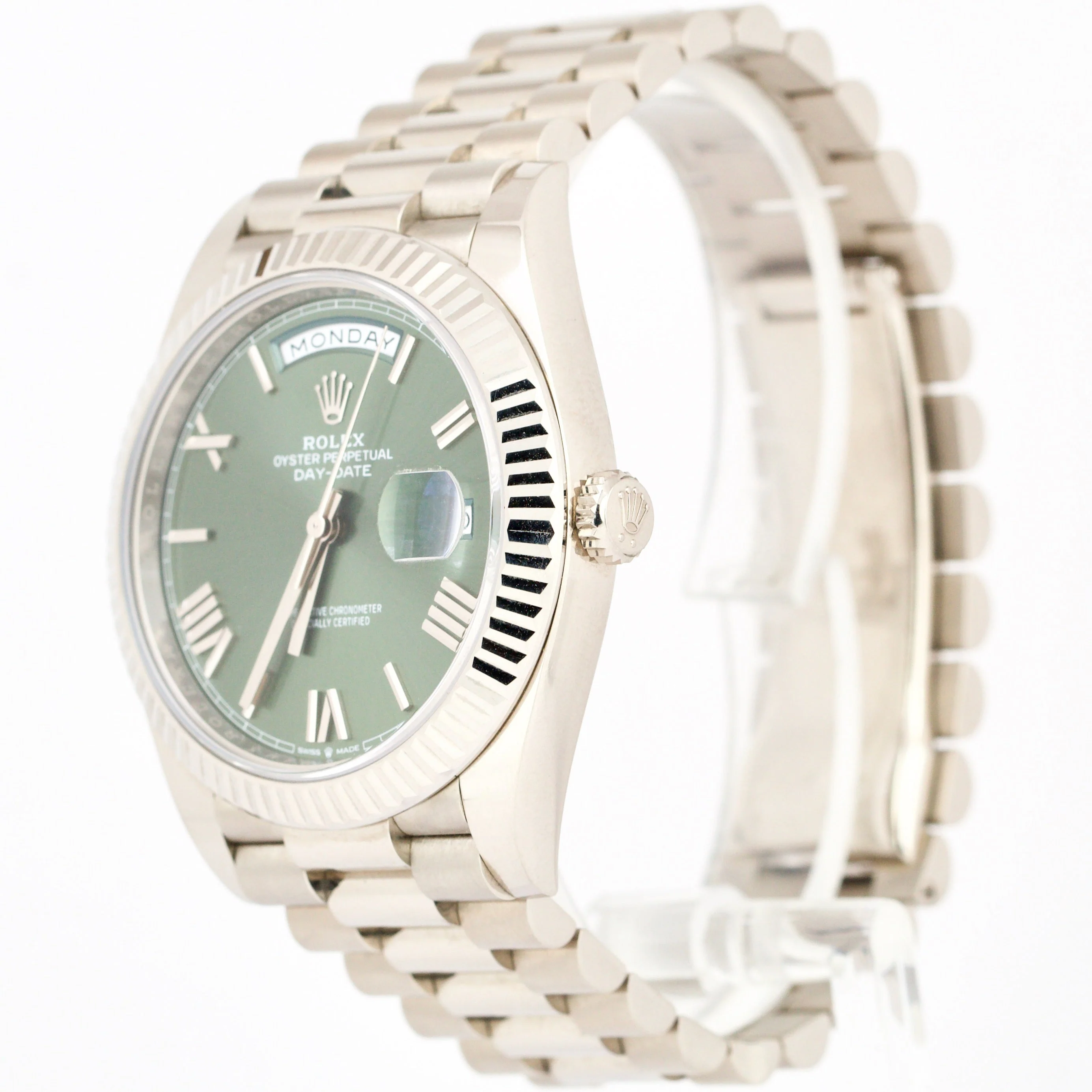 Rolex Day-Date 40mm OLIVE Green Roman President 18K White Gold 228239 Watch BOX - Image 3