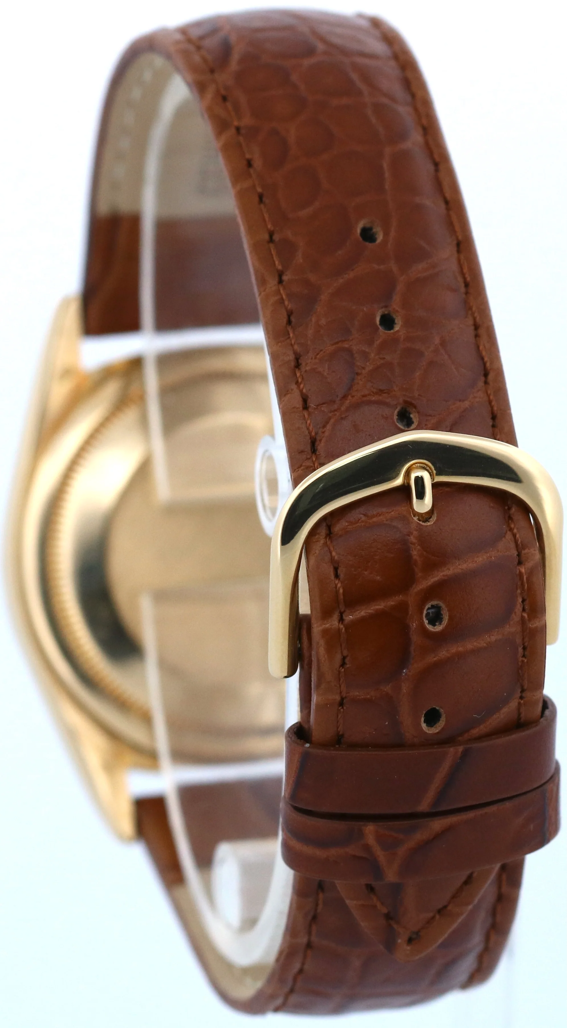 Rolex Day-Date FLAT CHAMPAGNE ROMAN 18K Yellow Gold Fluted Leather 36mm 18238 - Image 5