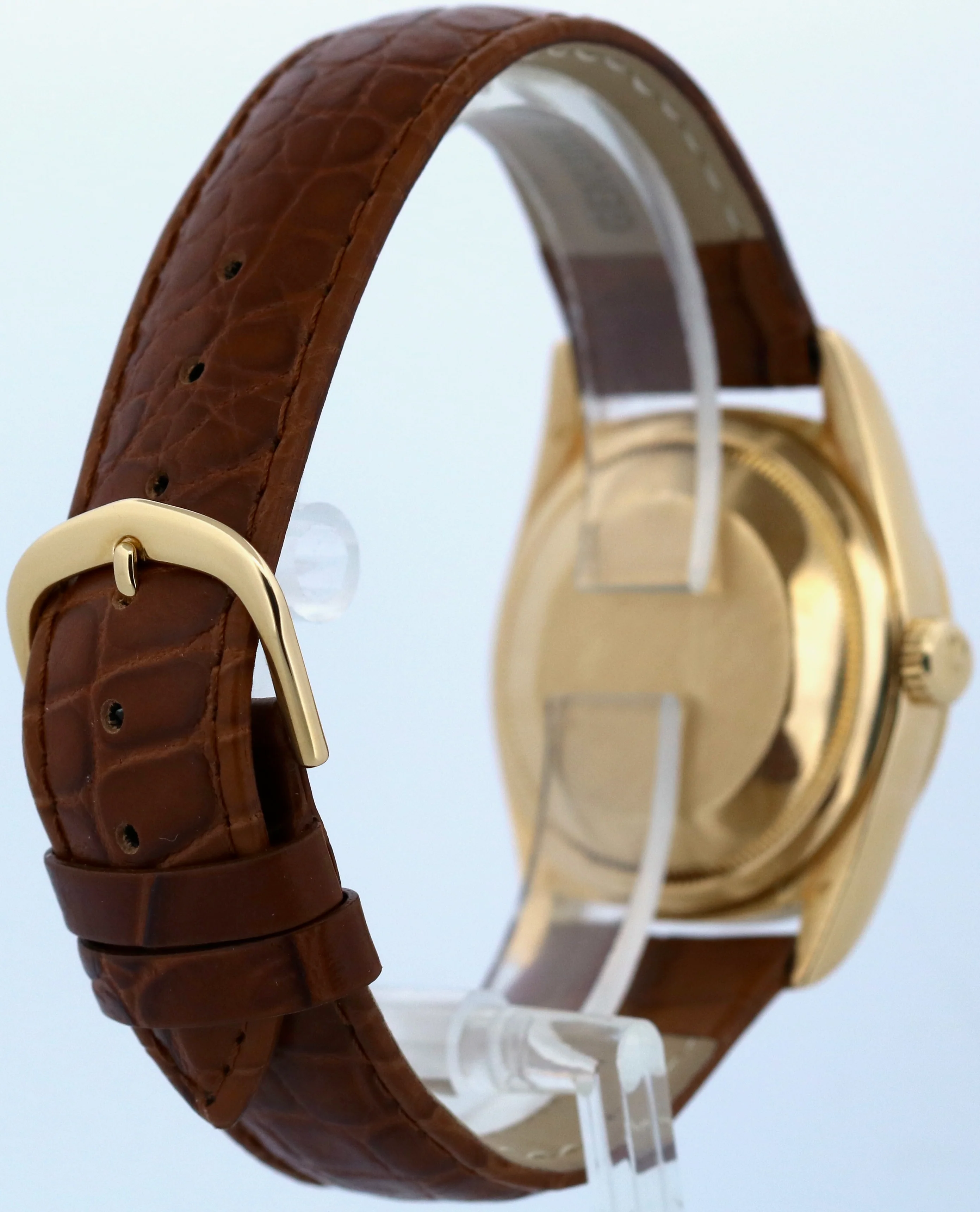 Rolex Day-Date FLAT CHAMPAGNE ROMAN 18K Yellow Gold Fluted Leather 36mm 18238 - Image 6