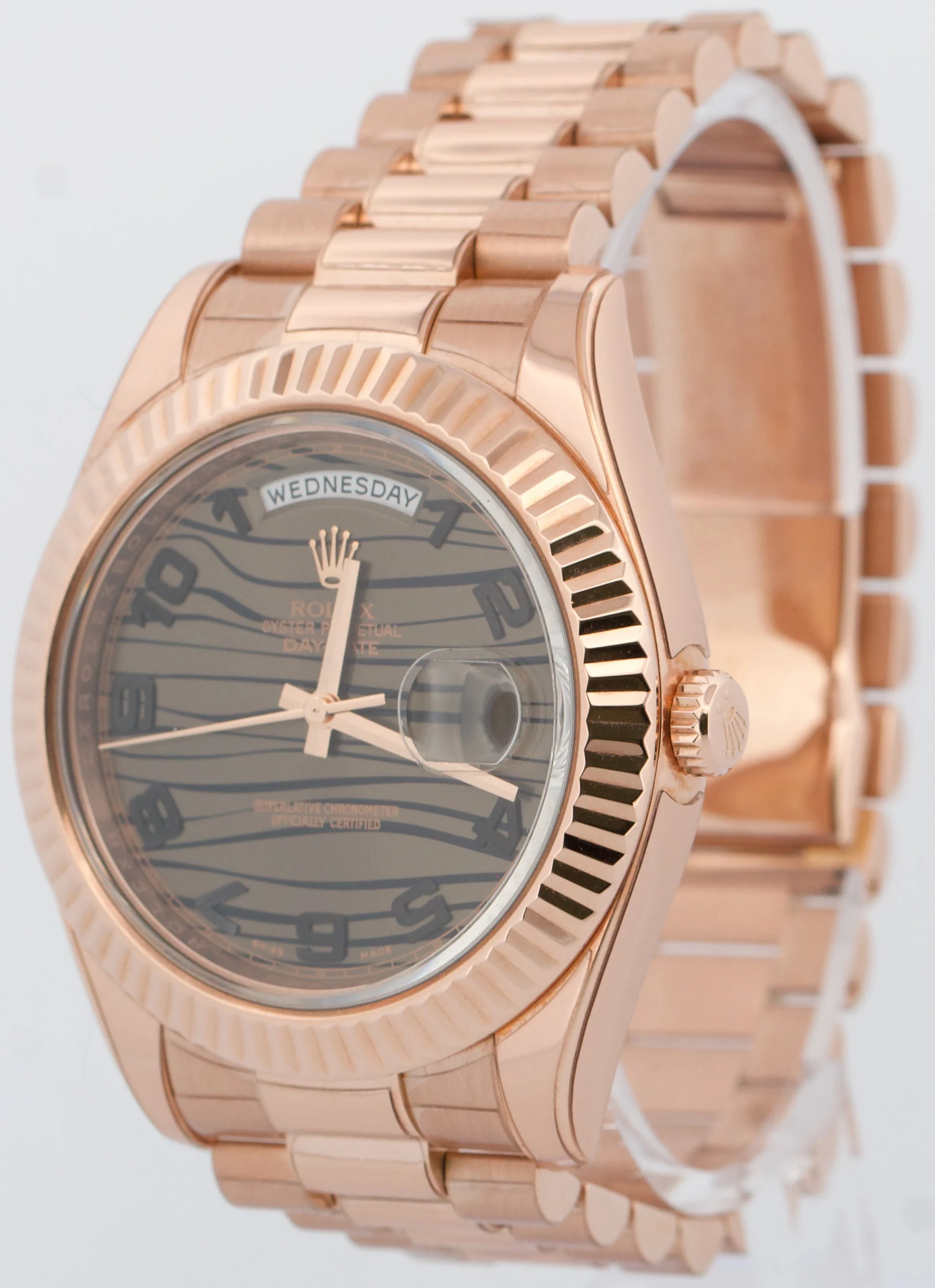 Rolex Day-Date II 41mm President Brown CHOCOLATE WAVE 18K Rose Gold 218235 BOX - Image 3