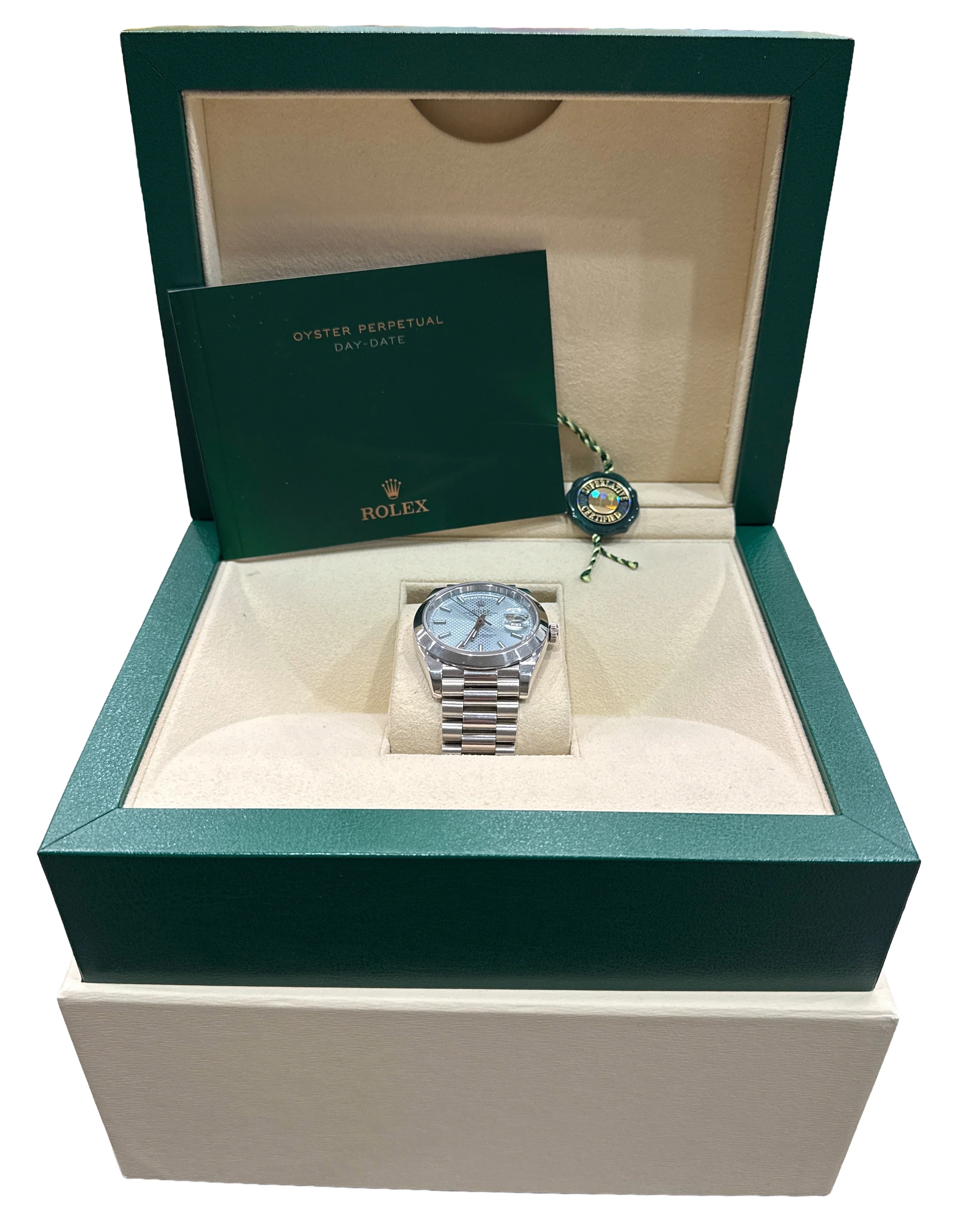 Rolex Day-Date President 40mm 950 Platinum GLACIER BLUE MOTIF Smooth 228206 BOX - Image 2