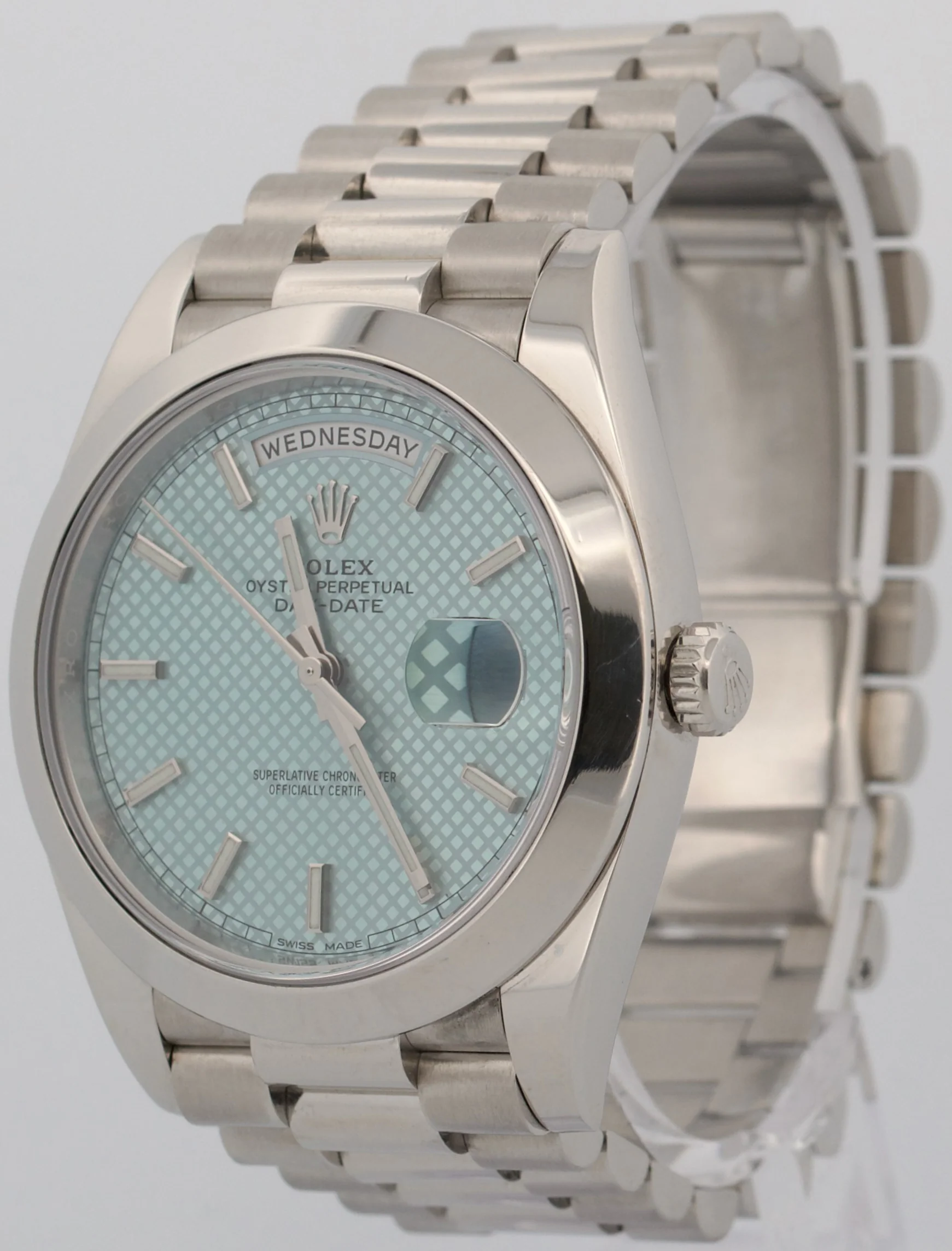Rolex Day-Date President 40mm 950 Platinum GLACIER BLUE MOTIF Smooth 228206 BOX - Image 3