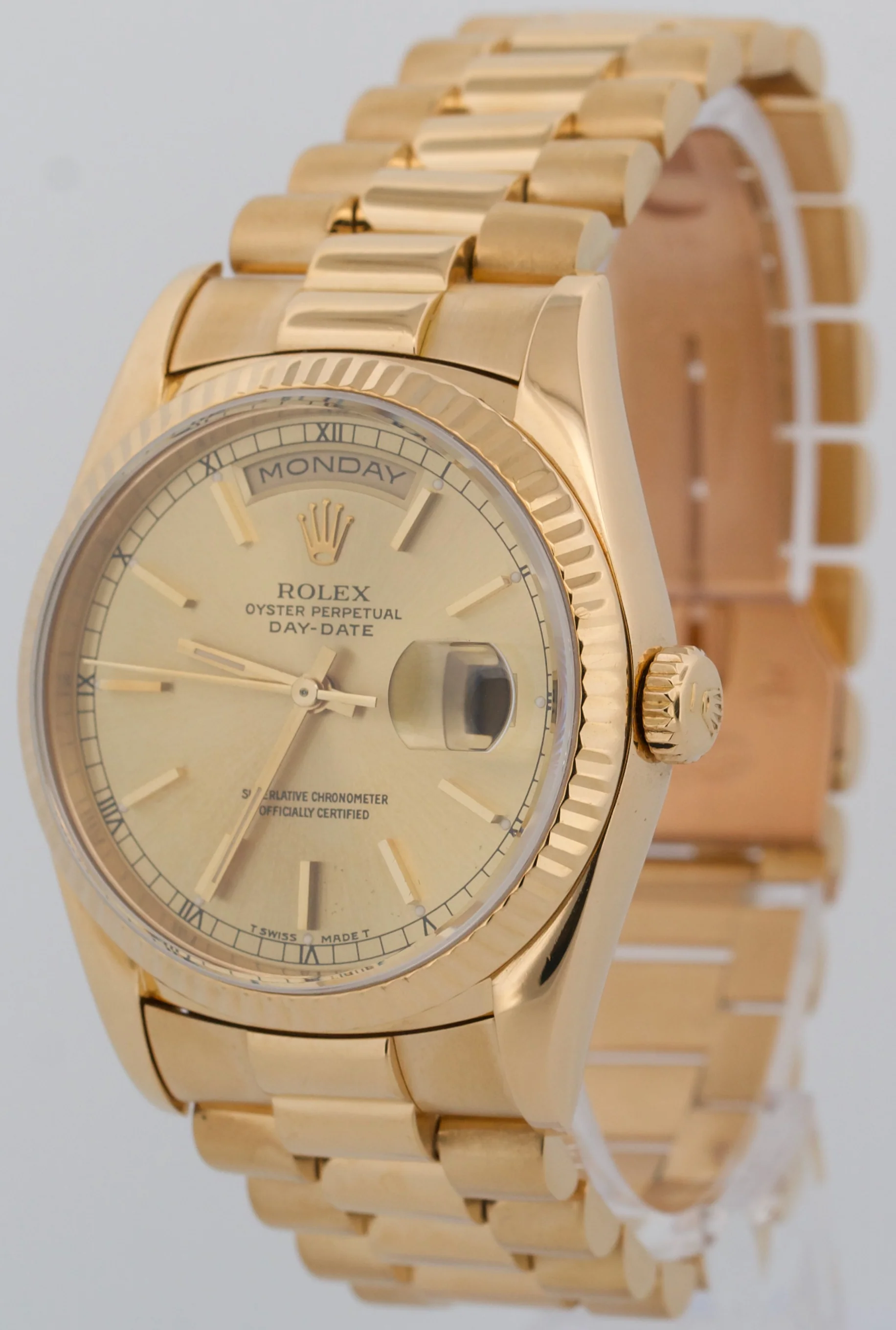 Rolex Day-Date President CHAMPAGNE 36mm 18K Yellow Gold Fluted 18238 Watch - Image 3