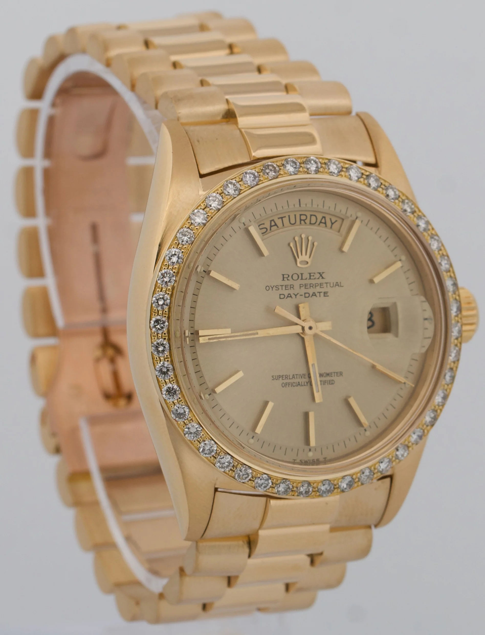 Rolex Day-Date President CHAMPAGNE 36mm DIAMOND BEZEL 18K Yellow Gold Watch 1803 - Image 4