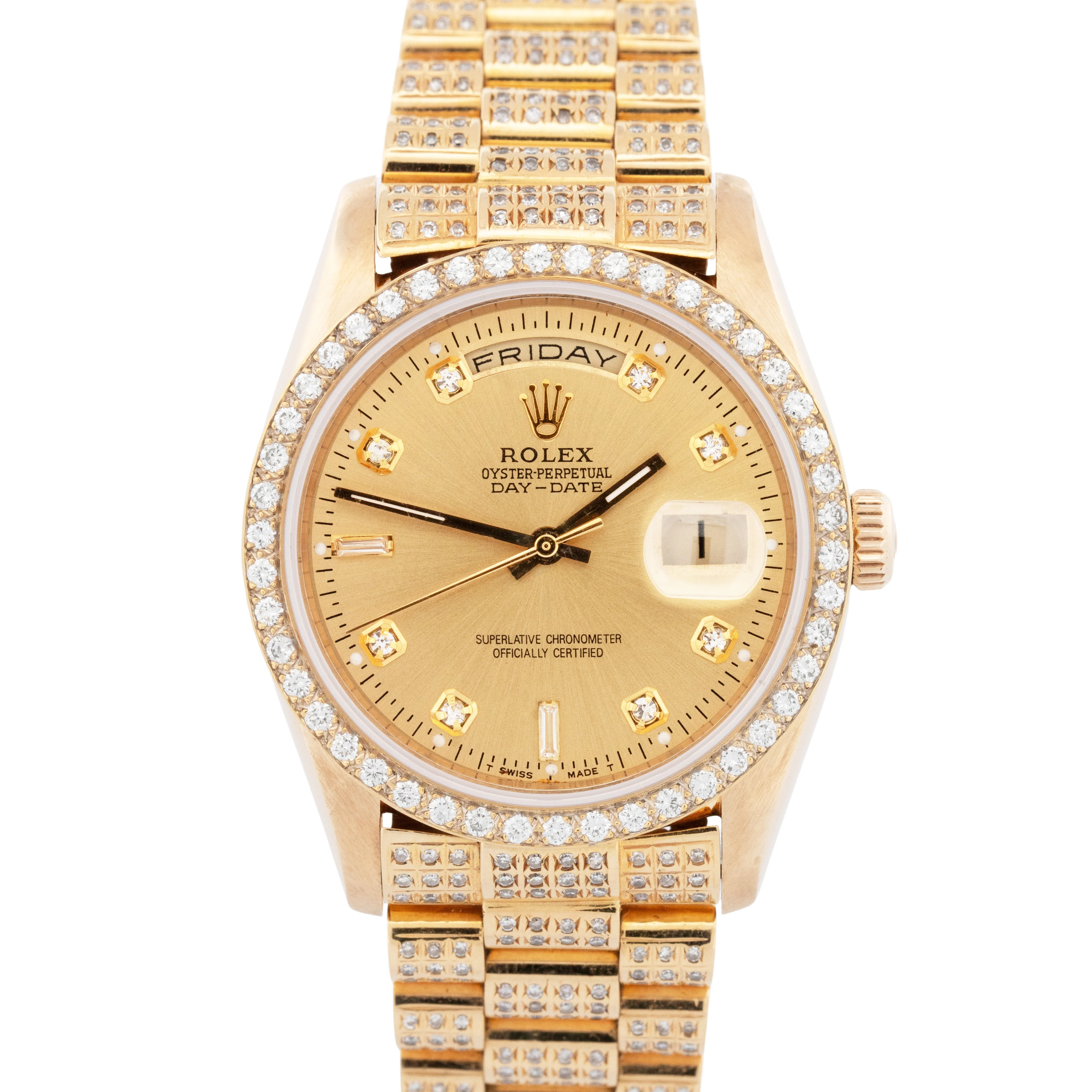Rolex Day-Date President CHAMPAGNE DIAMOND 36mm 18K Yellow Gold Watch 18238