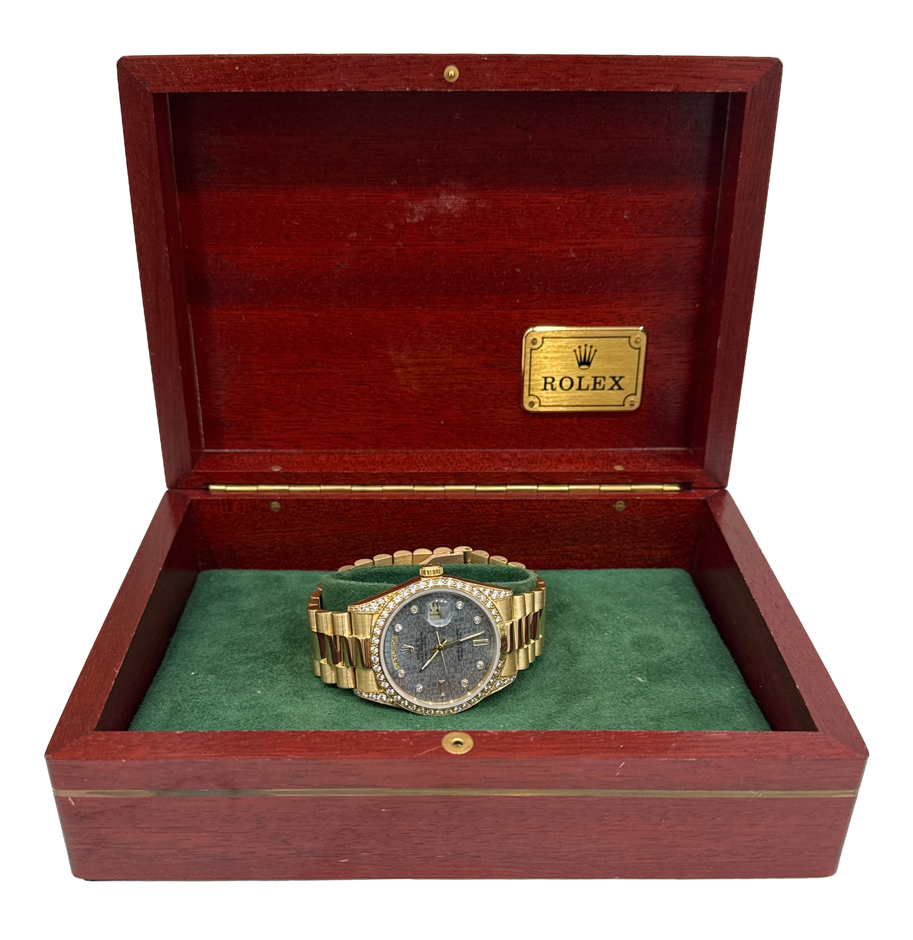 Rolex Day-Date President CROWN COLLECTION 18K Gold MOP DIAMOND 36mm 18138 BOX - Image 2