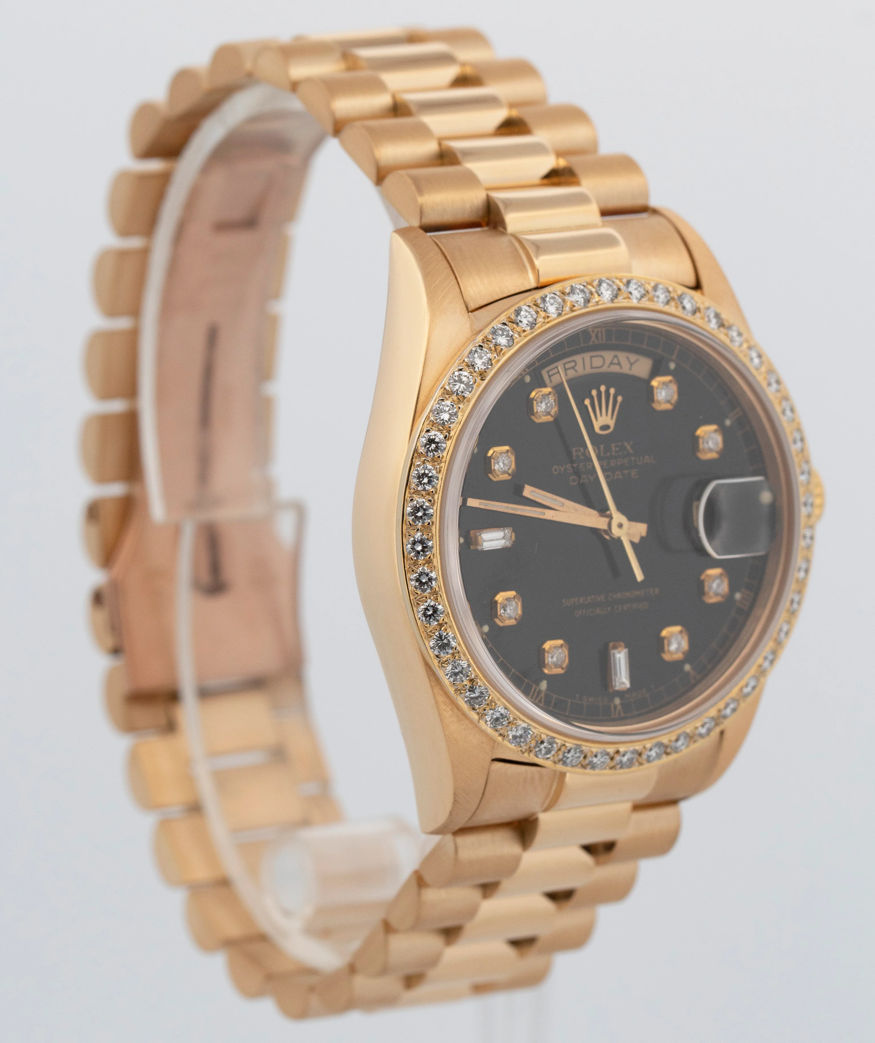 Rolex Day-Date President DIAMOND Black 36mm 18K Yellow Gold 18038 Watch - Image 5