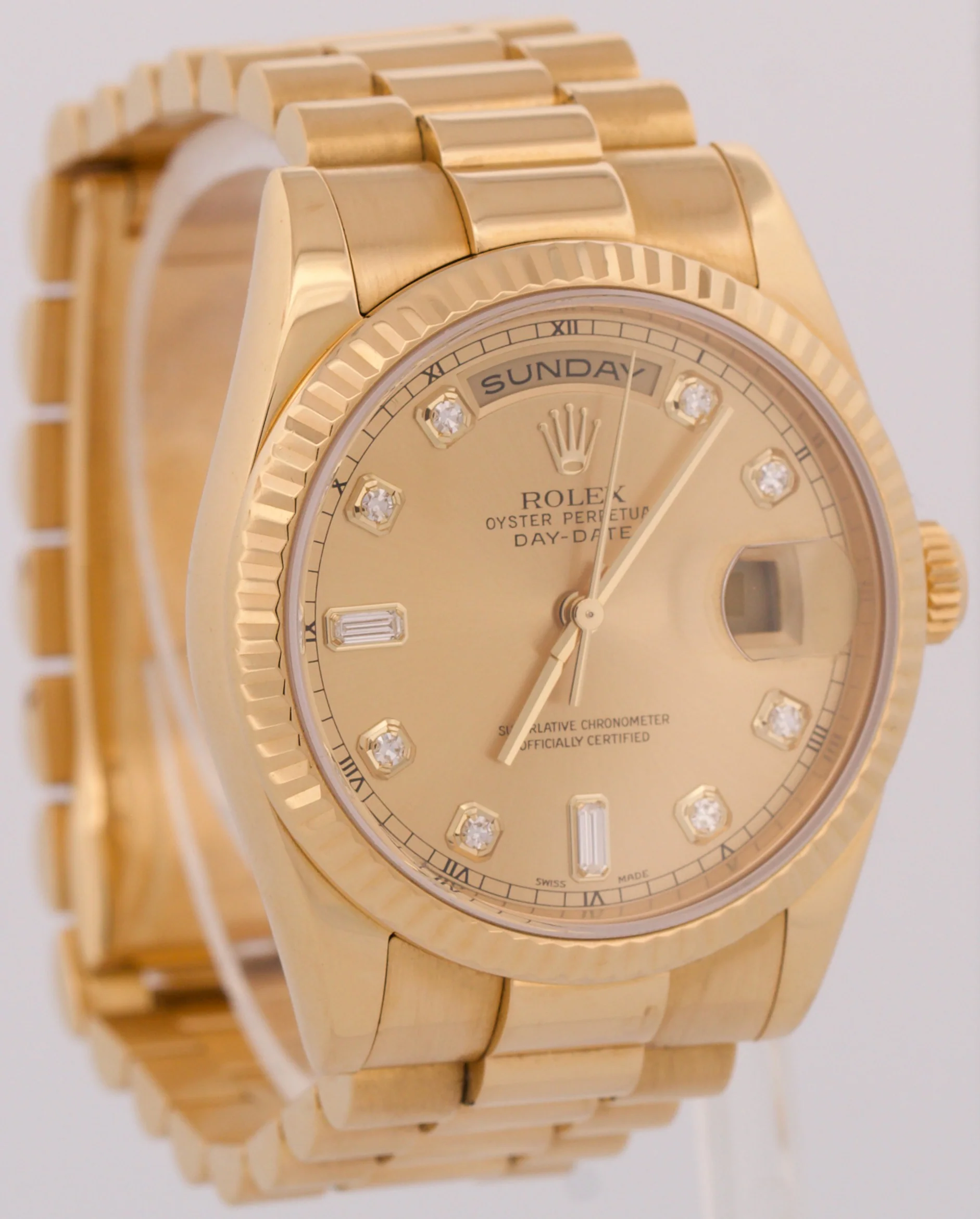 Rolex Day-Date President FACTORY CHAMPAGNE DIAMOND 18K Yellow Gold 36mm 118238 - Image 4
