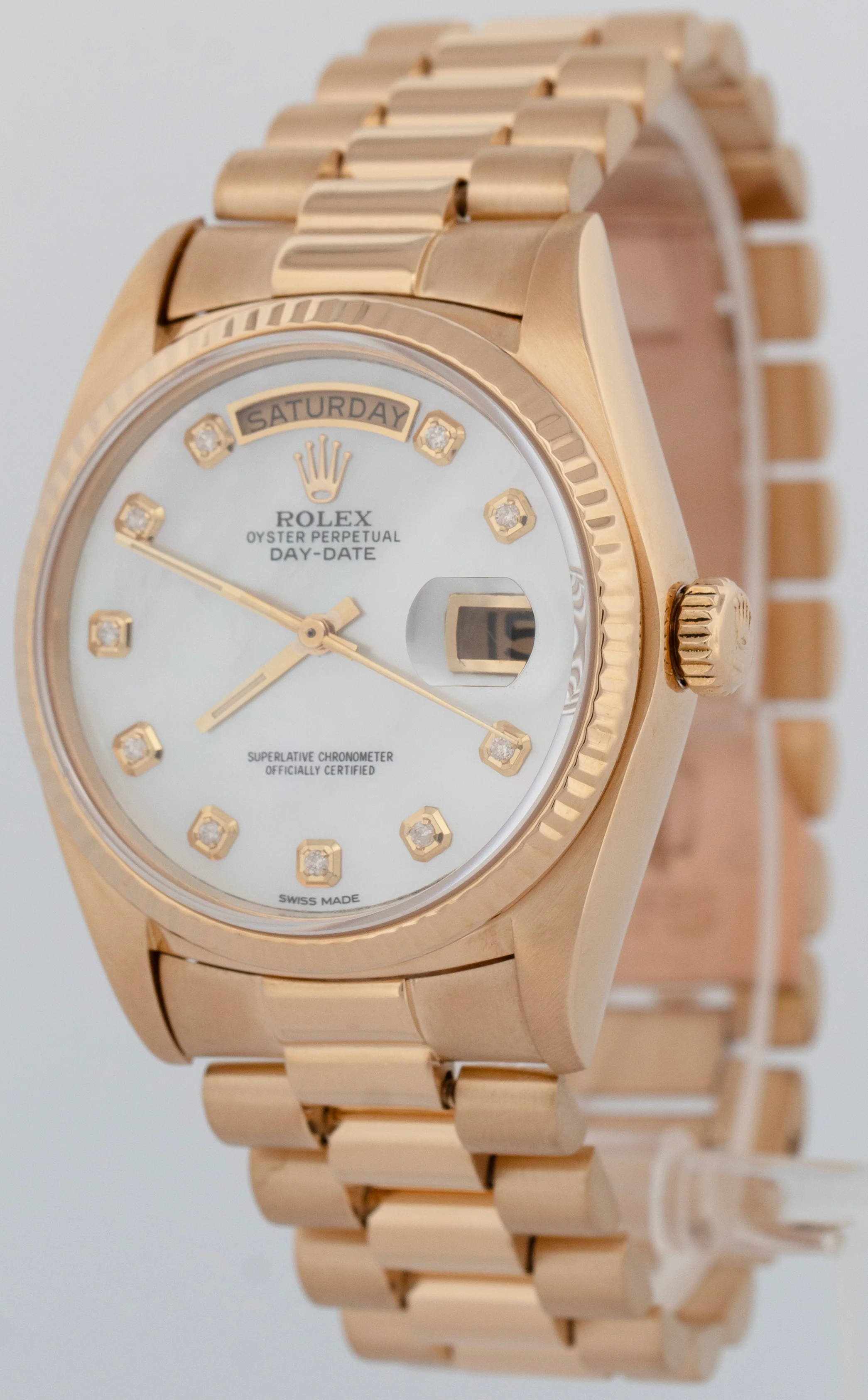 Rolex Day-Date President MOTHER OF PEARL Diamond 36mm 18K Gold Fluted 18048 - Image 2